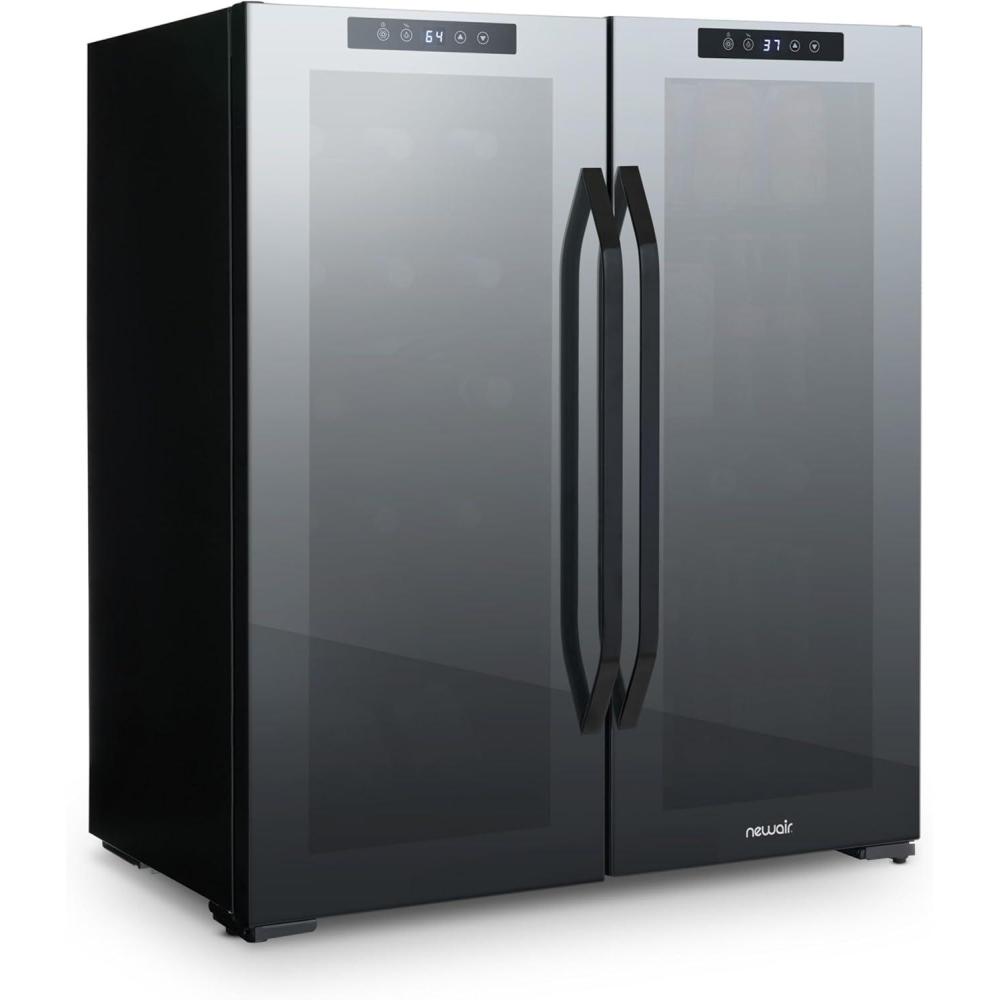 image:imageNewAir 20 Dual Zone Beverage Refrigerator amp Wine Cooler for 12 Bottles amp 39 Cans Freestanding or BuiltIn Under Counter Mini Fridge for Beer Wine and Soda Black18 Bottles 59 Cans