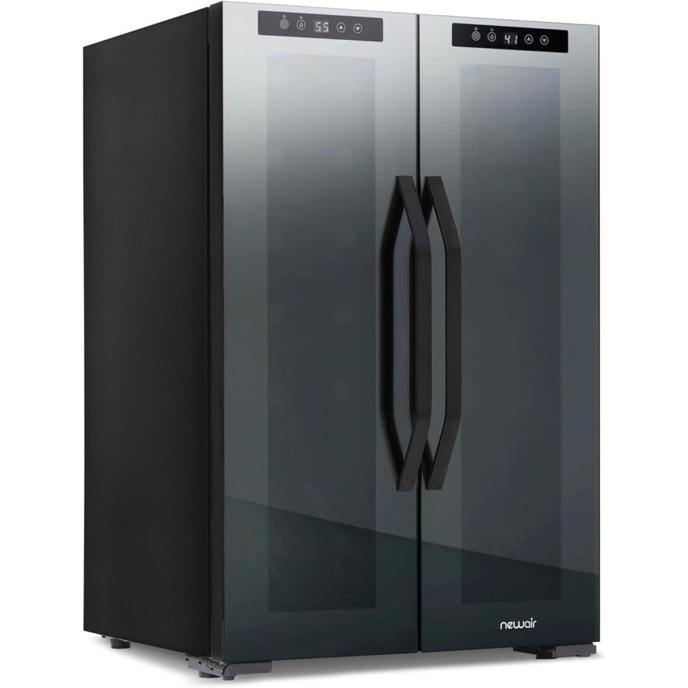 image:imageNewAir 20 Dual Zone Beverage Refrigerator amp Wine Cooler for 12 Bottles amp 39 Cans Freestanding or BuiltIn Under Counter Mini Fridge for Beer Wine and Soda Black12 Bottle 39 Can