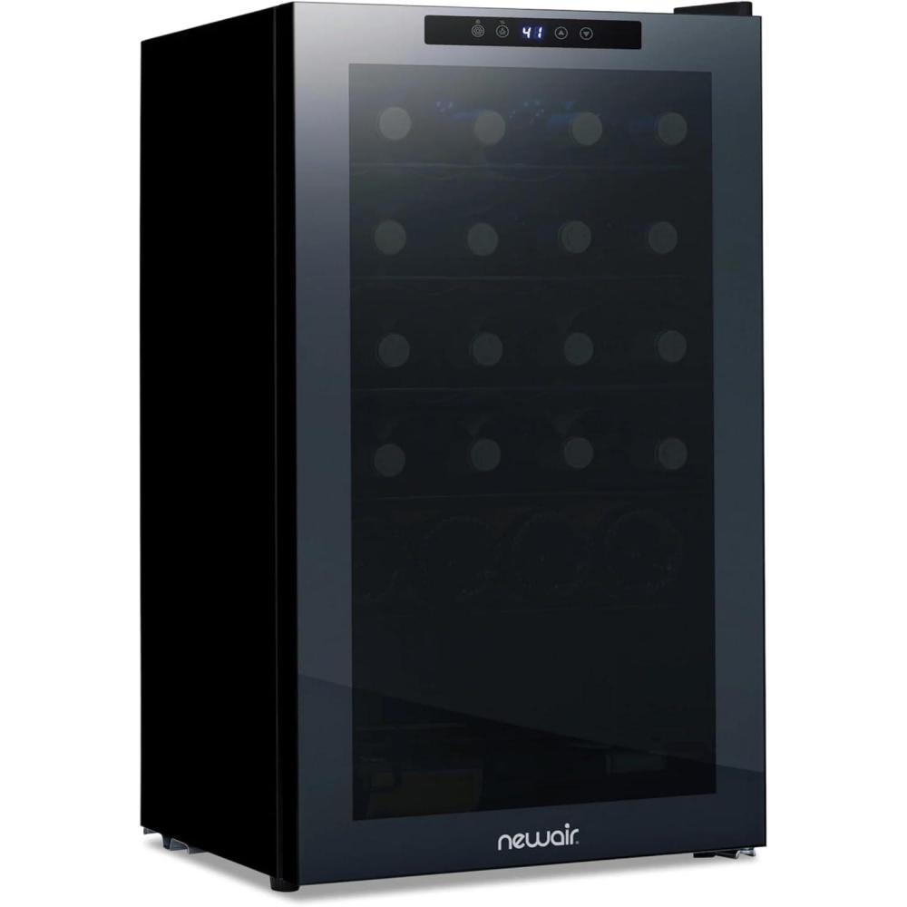 image:imageNewAir 20 Dual Zone Wine Fridge for 33 Bottles Freestanding Wine Cooler Refrigerator with Glass Door Mirrored Shadow Door amp Quiet Compressor Cooling Black