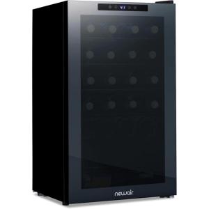 image:imageNewAir 20 Dual Zone Wine Fridge for 33 Bottles  Freestanding Wine Cooler Refrigerator with Glass Door  Mirrored Shadow Door amp Quiet Compressor Cooling  Black