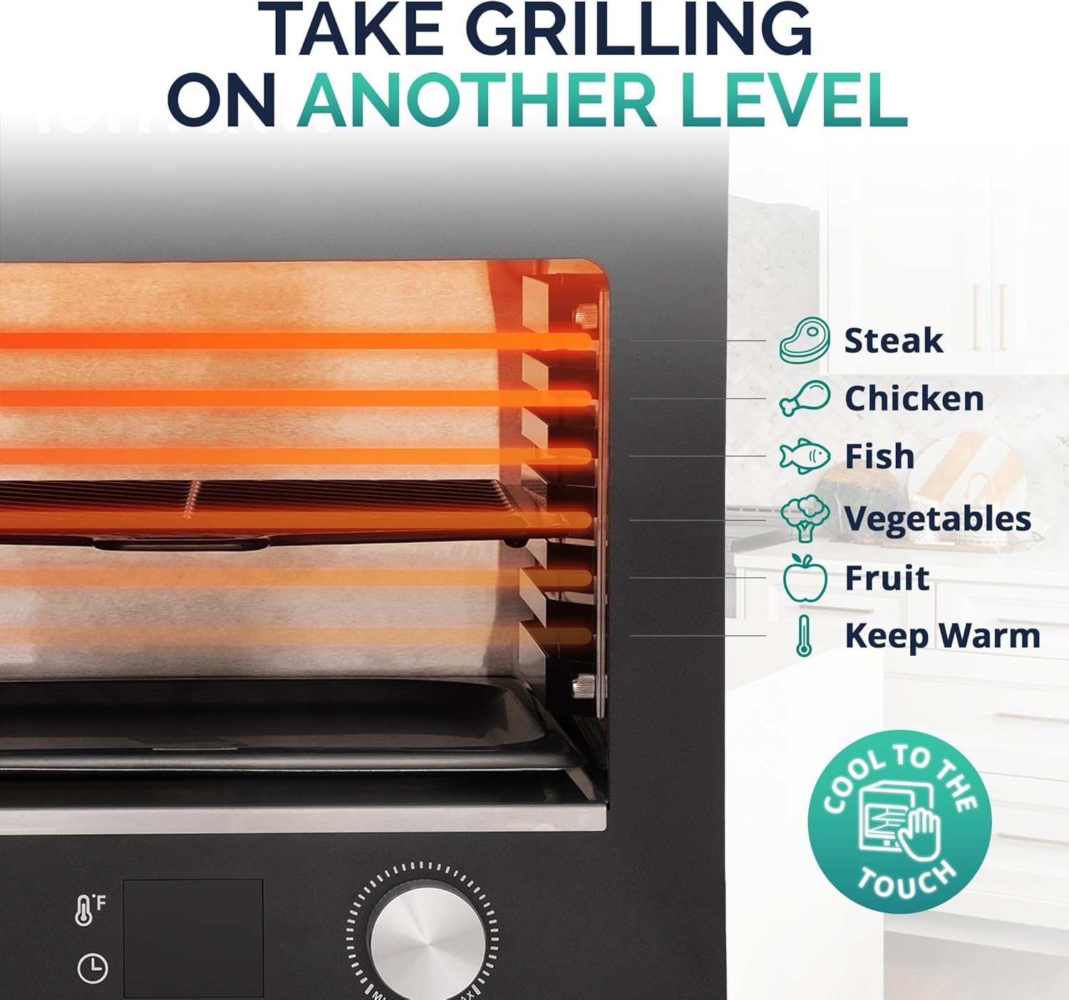 image:imageLuma by Newair Electric Grill for Steaks 1450F Infrared Indoor Smoker with CoolTouch Exterior Portable Countertop BBQ Grill for Kitchen or Patio