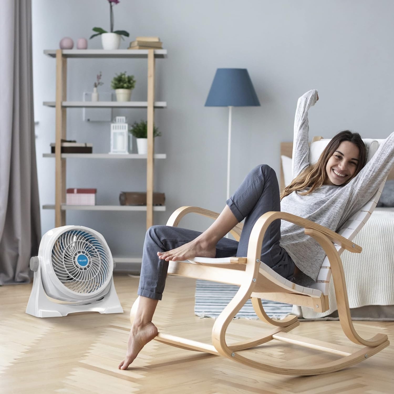 image:imageNewAir 12inch Powerful Air Circulator Portable Fan in White Wall Mountable 360 Pivot Up to 40 ft of High Air Flow at 1010 CFM Small Table Desk Fan Home Office Bedroom White Noise12 Floor Wall Mounted
