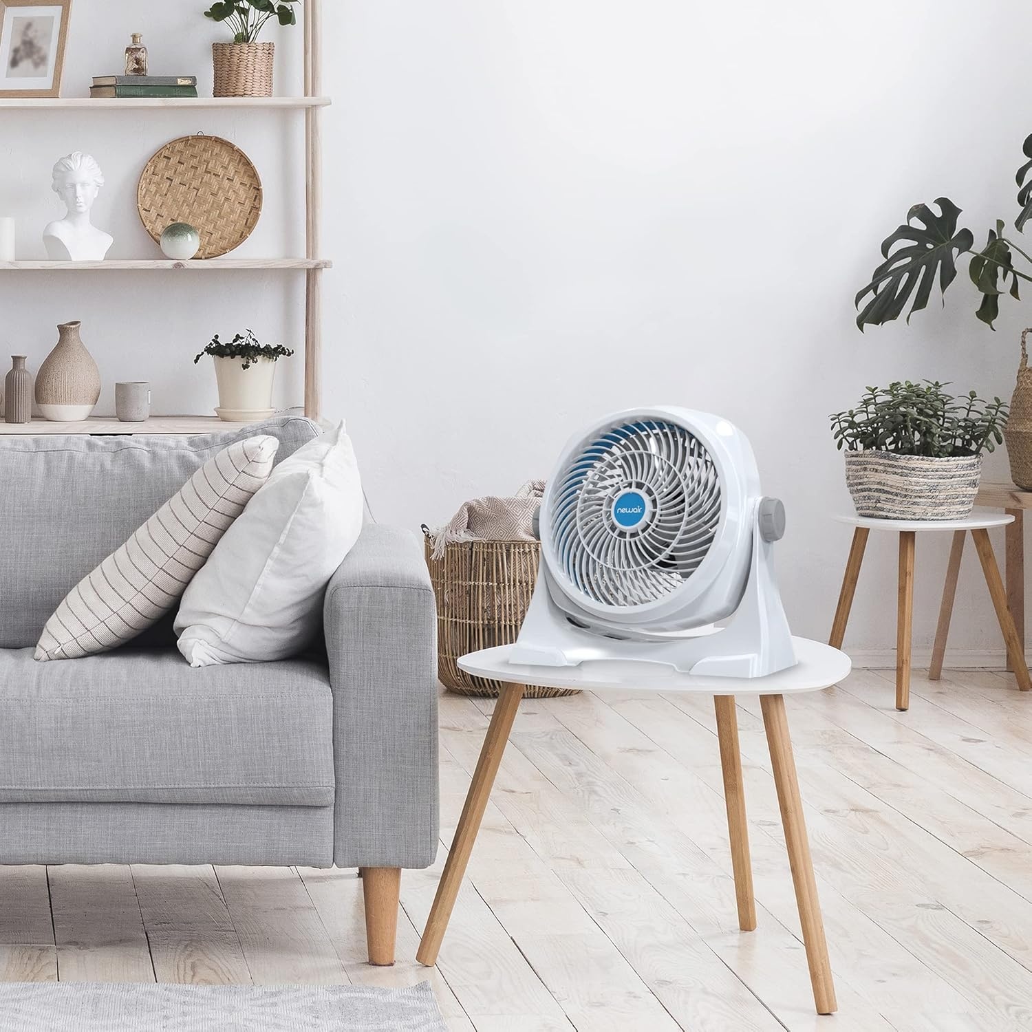 image:imageNewAir 12inch Powerful Air Circulator Portable Fan in White Wall Mountable 360 Pivot Up to 40 ft of High Air Flow at 1010 CFM Small Table Desk Fan Home Office Bedroom White Noise12 Floor Wall Mounted