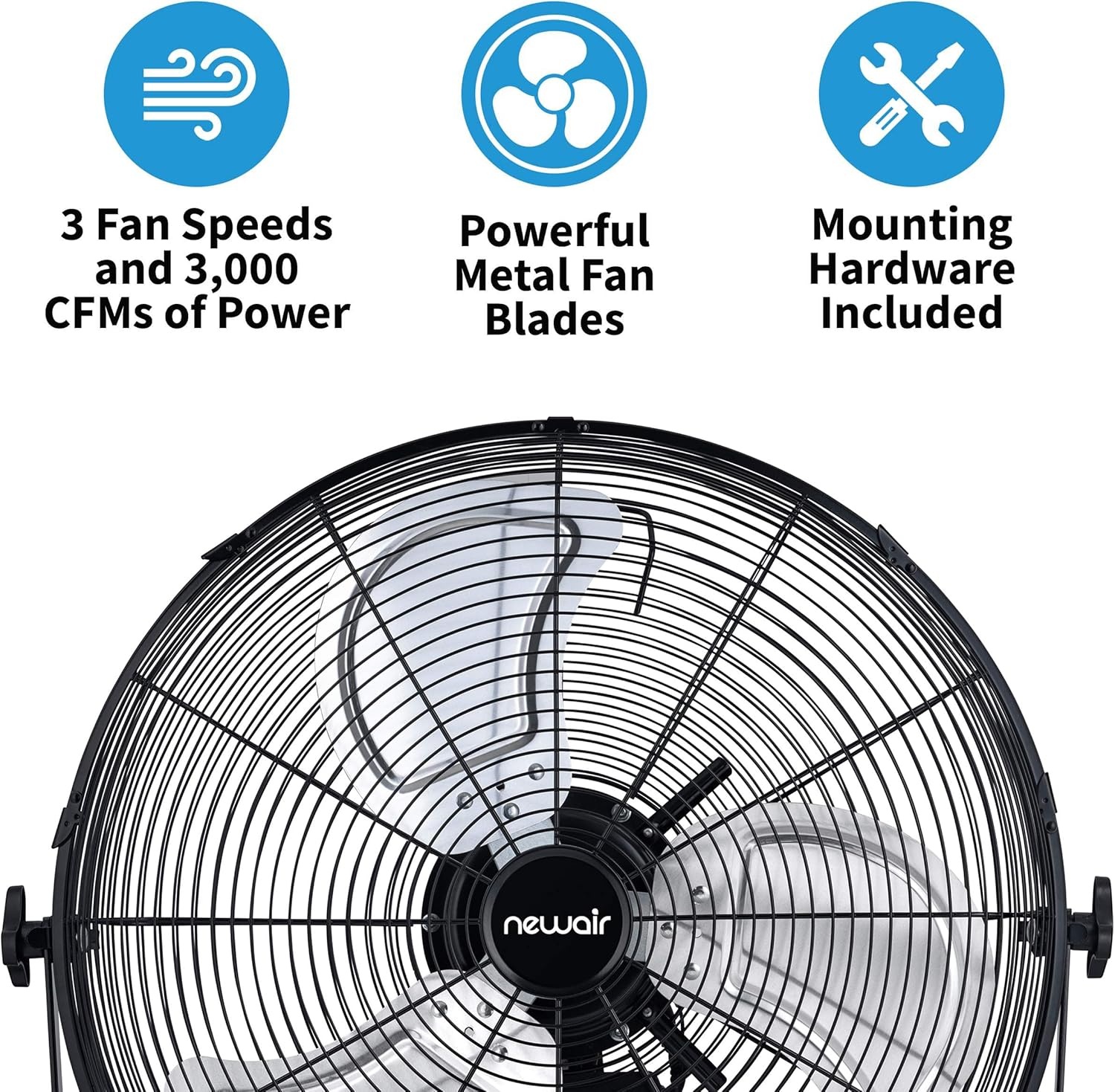 image:imageNewAir 18 High Velocity Wall Mounted Fan Industrial Grade with 3000 CFM Airflow 3 Speeds and HeavyDuty Metal Blades Fan for Bedroom Garage Gym amp Home Use