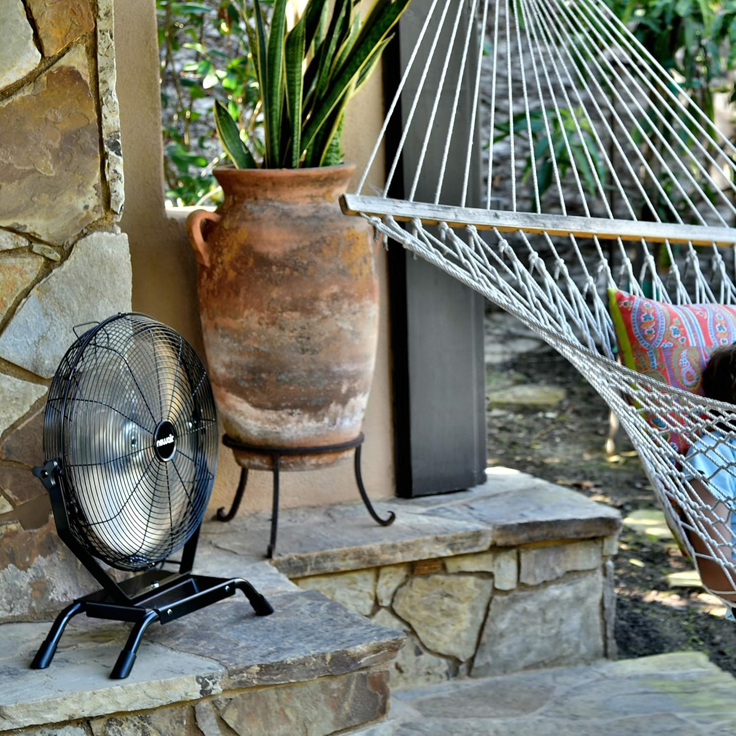 image:imageNewAir 20 High Velocity Outdoor Fan Heavy Duty Waterproof 2in1 Floor Stand or Wall Mount Fan Adjustable Tilt and 3 Speeds up to 4650 CFM Wall Fan or Garage Fan for Indoor Patio Gym or Porch