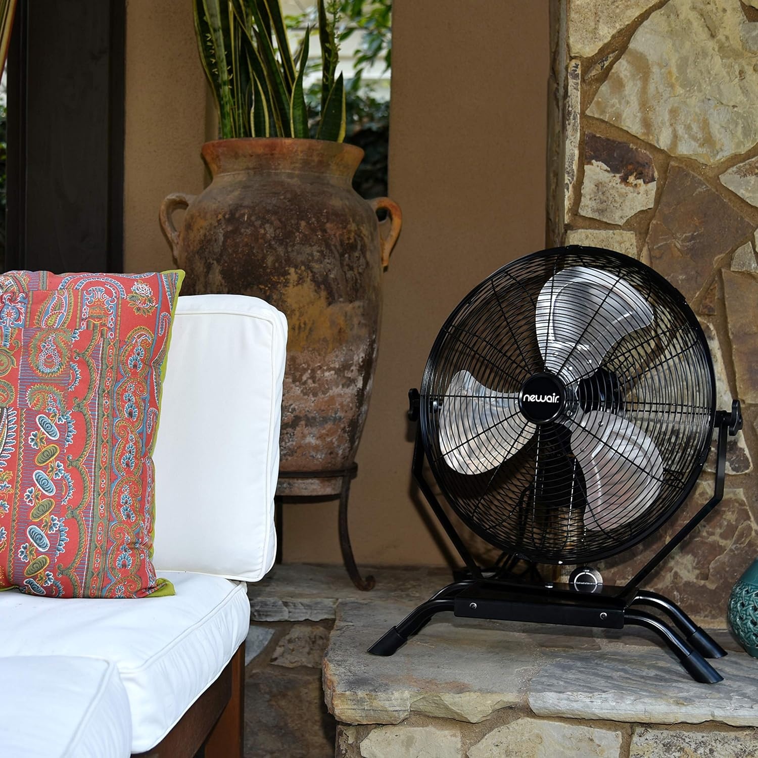 image:imageNewAir 20 High Velocity Outdoor Fan Heavy Duty Waterproof 2in1 Floor Stand or Wall Mount Fan Adjustable Tilt and 3 Speeds up to 4650 CFM Wall Fan or Garage Fan for Indoor Patio Gym or Porch