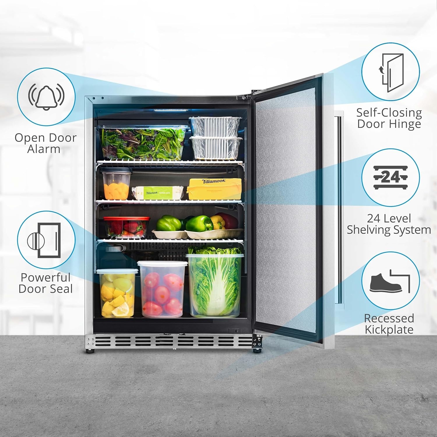 image:imageNewAir 24 Commercial Builtin or Under Counter Refrigerator 53 Cu Ft Weatherproof Outdoor Fridge for Patio Indoor amp Commercial Use Stainless Steel