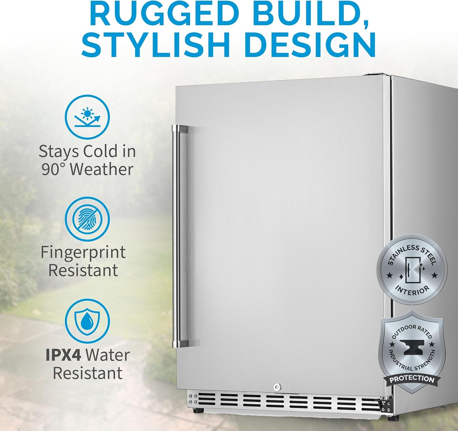 image:imageNewAir 24 Commercial Builtin or Under Counter Refrigerator 53 Cu Ft Weatherproof Outdoor Fridge for Patio Indoor amp Commercial Use Stainless Steel