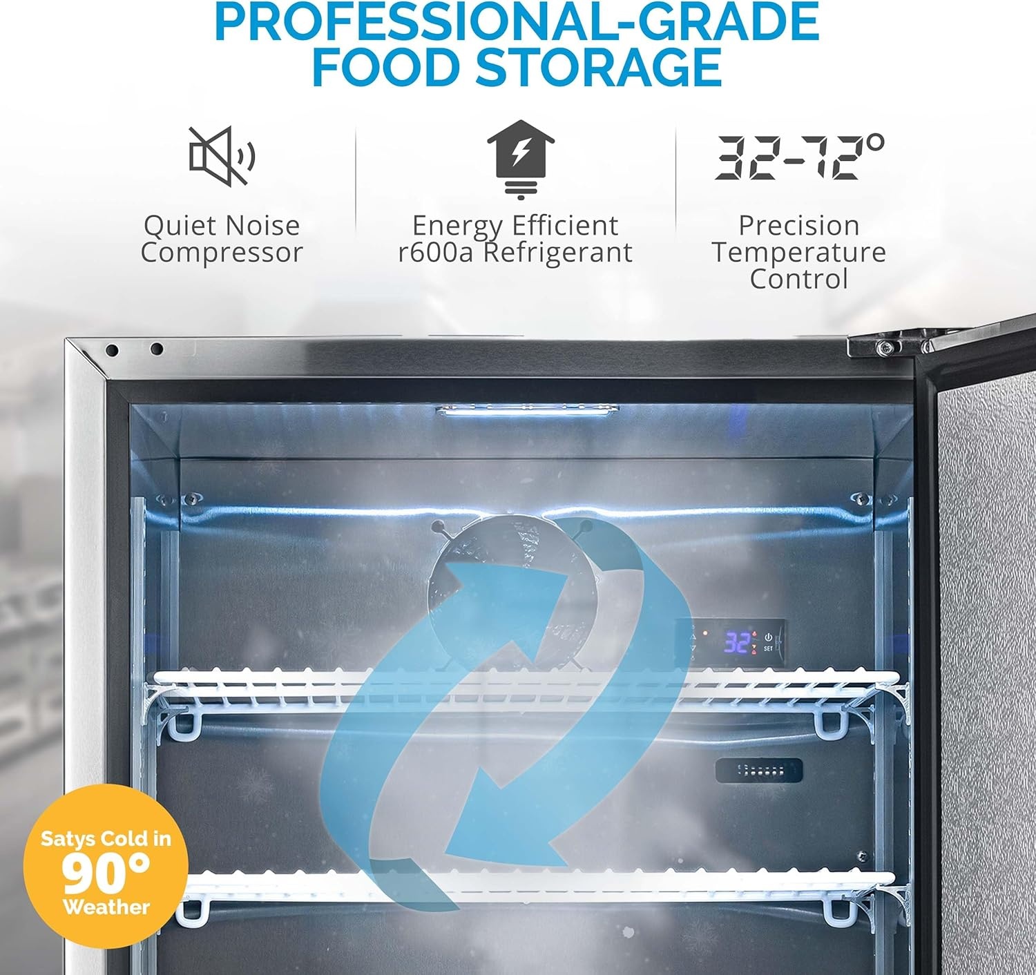 image:imageNewAir 24 Commercial Builtin or Under Counter Refrigerator 53 Cu Ft Weatherproof Outdoor Fridge for Patio Indoor amp Commercial Use Stainless Steel