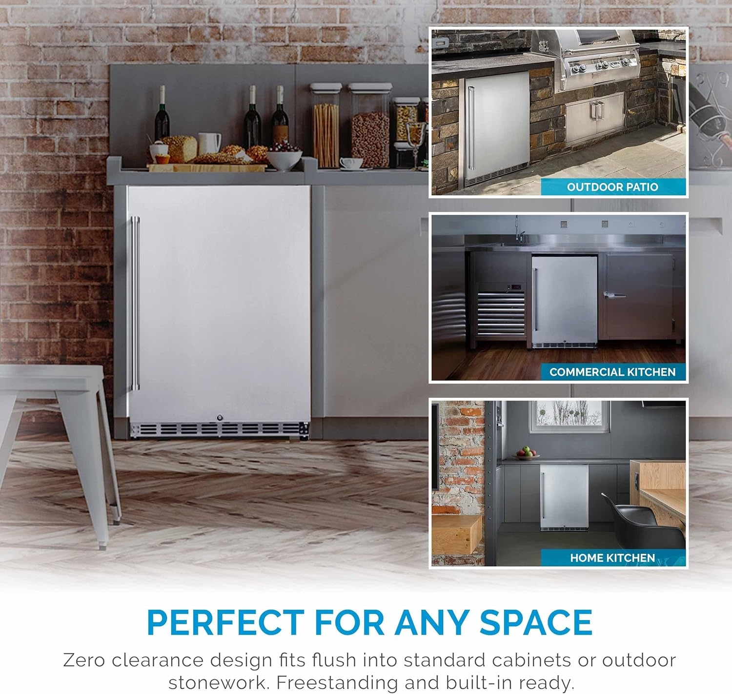 image:imageNewAir 24 Commercial Builtin or Under Counter Refrigerator 53 Cu Ft Weatherproof Outdoor Fridge for Patio Indoor amp Commercial Use Stainless Steel