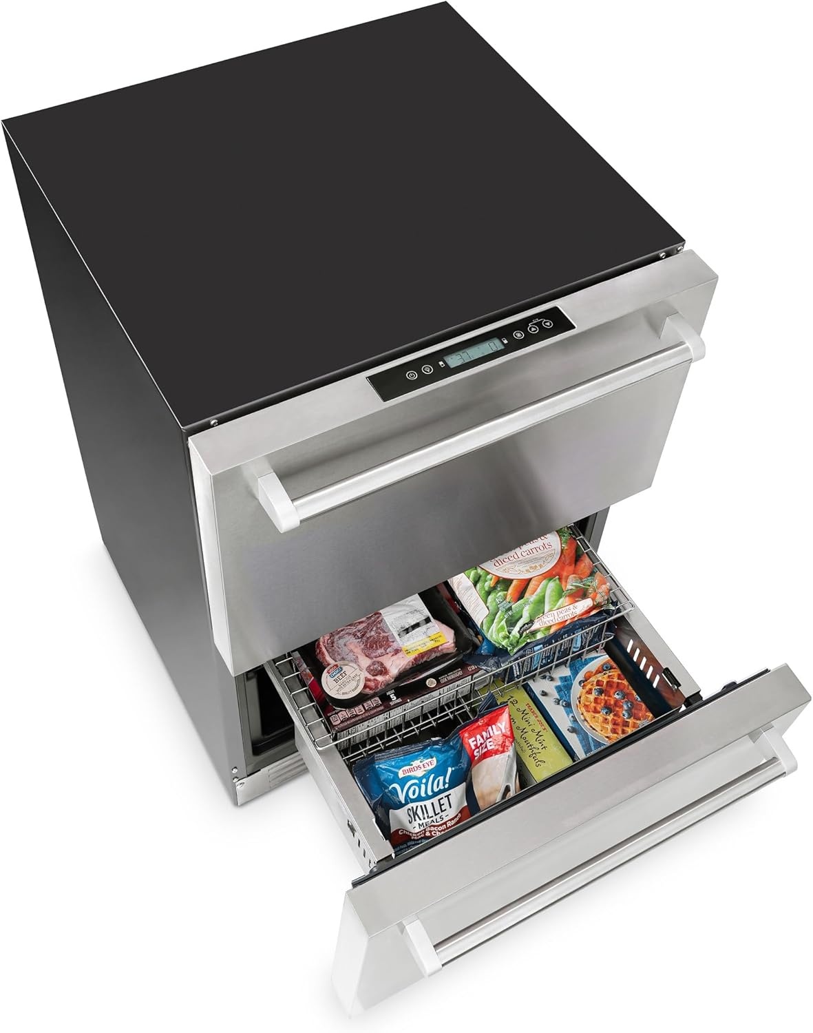 image:imageNewAir 24 Dual Zone Outdoor Beverage Fridge and Freezer Freestanding or BuiltIn Under counter Refrigerator for Outside Patio Dual Drawers that Refrigerate and Freeze Stainless Steel