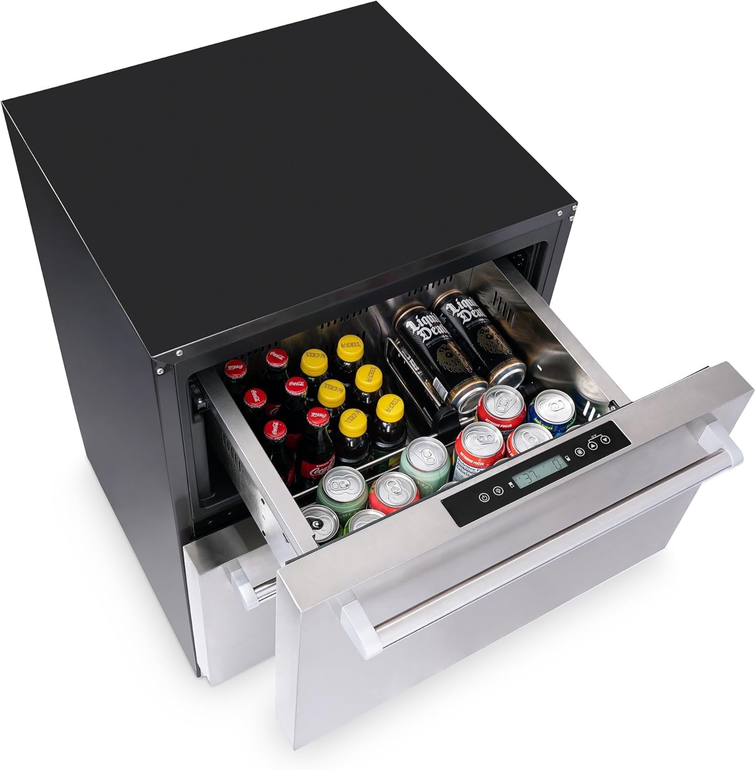 image:imageNewAir 24 Dual Zone Outdoor Beverage Fridge and Freezer Freestanding or BuiltIn Under counter Refrigerator for Outside Patio Dual Drawers that Refrigerate and Freeze Stainless Steel