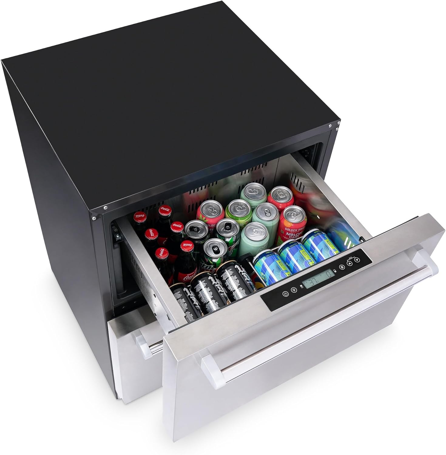 image:imageNewAir 24 Dual Zone Outdoor Beverage Fridge and Freezer Freestanding or BuiltIn Under counter Refrigerator for Outside Patio Dual Drawers that Refrigerate and Freeze Stainless Steel