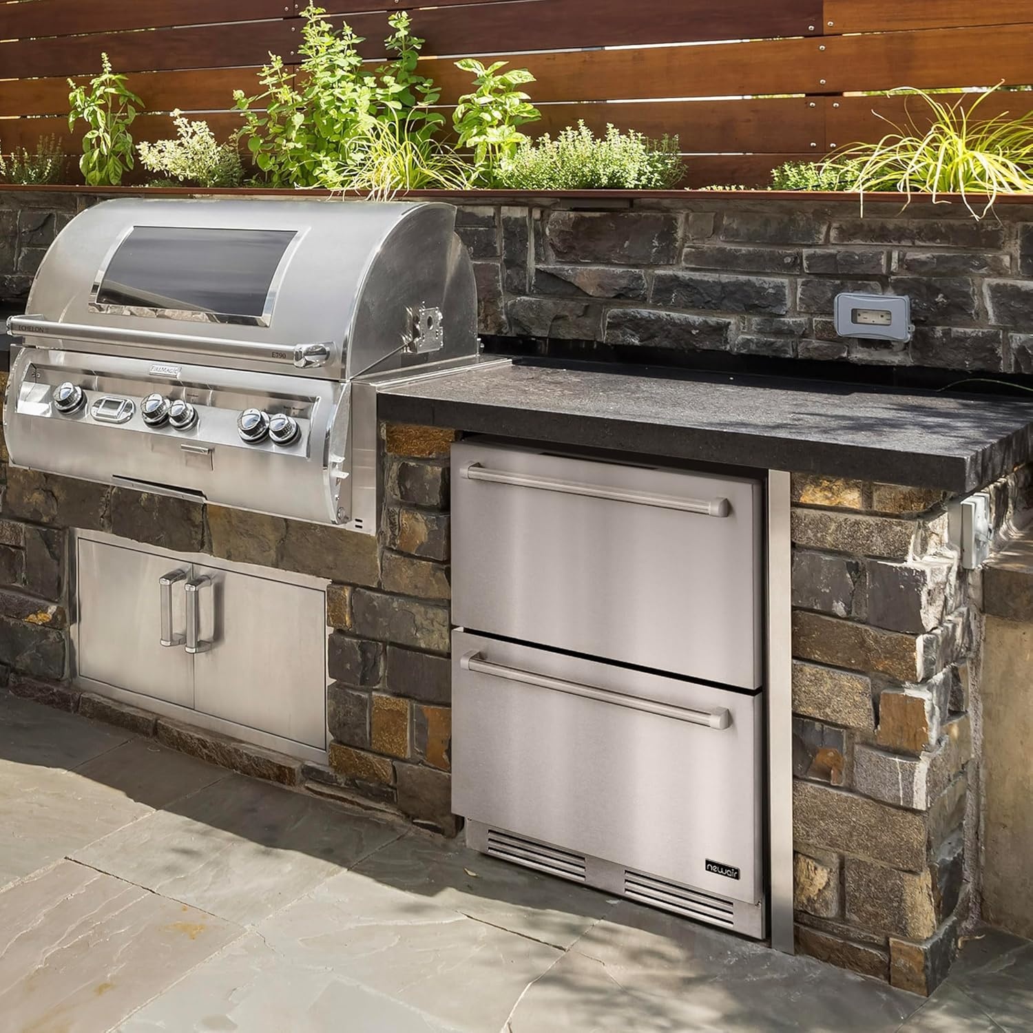 image:imageNewAir 24 Dual Zone Outdoor Beverage Fridge and Freezer Freestanding or BuiltIn Under counter Refrigerator for Outside Patio Dual Drawers that Refrigerate and Freeze Stainless Steel