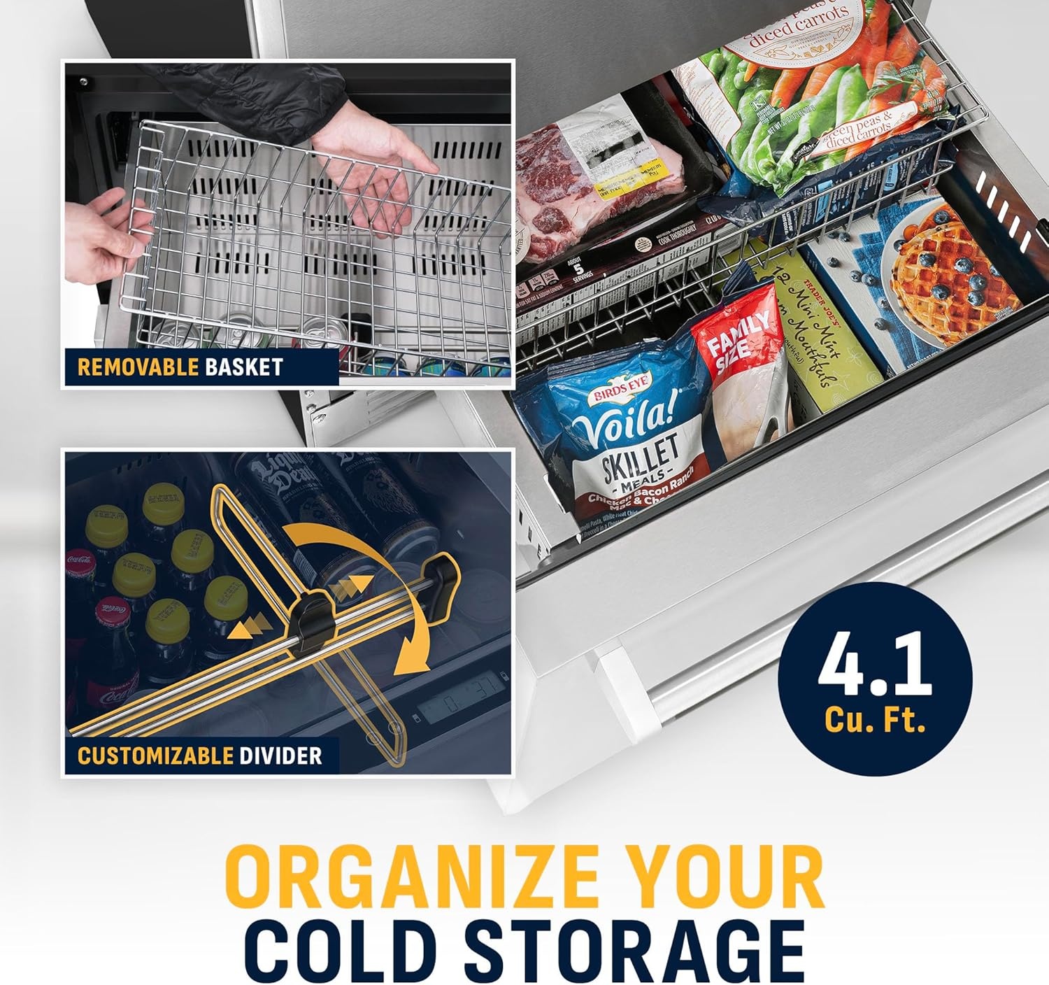 image:imageNewAir 24 Dual Zone Outdoor Beverage Fridge and Freezer Freestanding or BuiltIn Under counter Refrigerator for Outside Patio Dual Drawers that Refrigerate and Freeze Stainless Steel