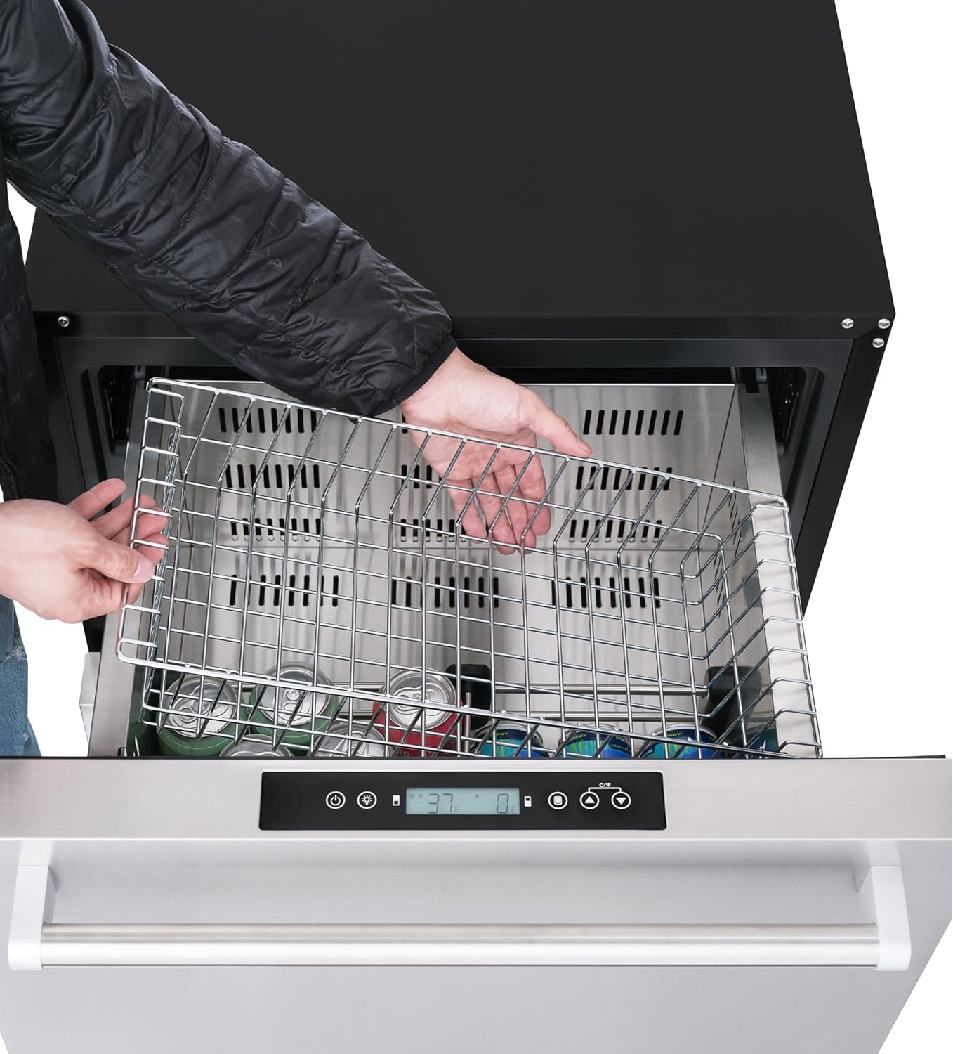 image:imageNewAir 24 Dual Zone Outdoor Beverage Fridge and Freezer Freestanding or BuiltIn Under counter Refrigerator for Outside Patio Dual Drawers that Refrigerate and Freeze Stainless Steel