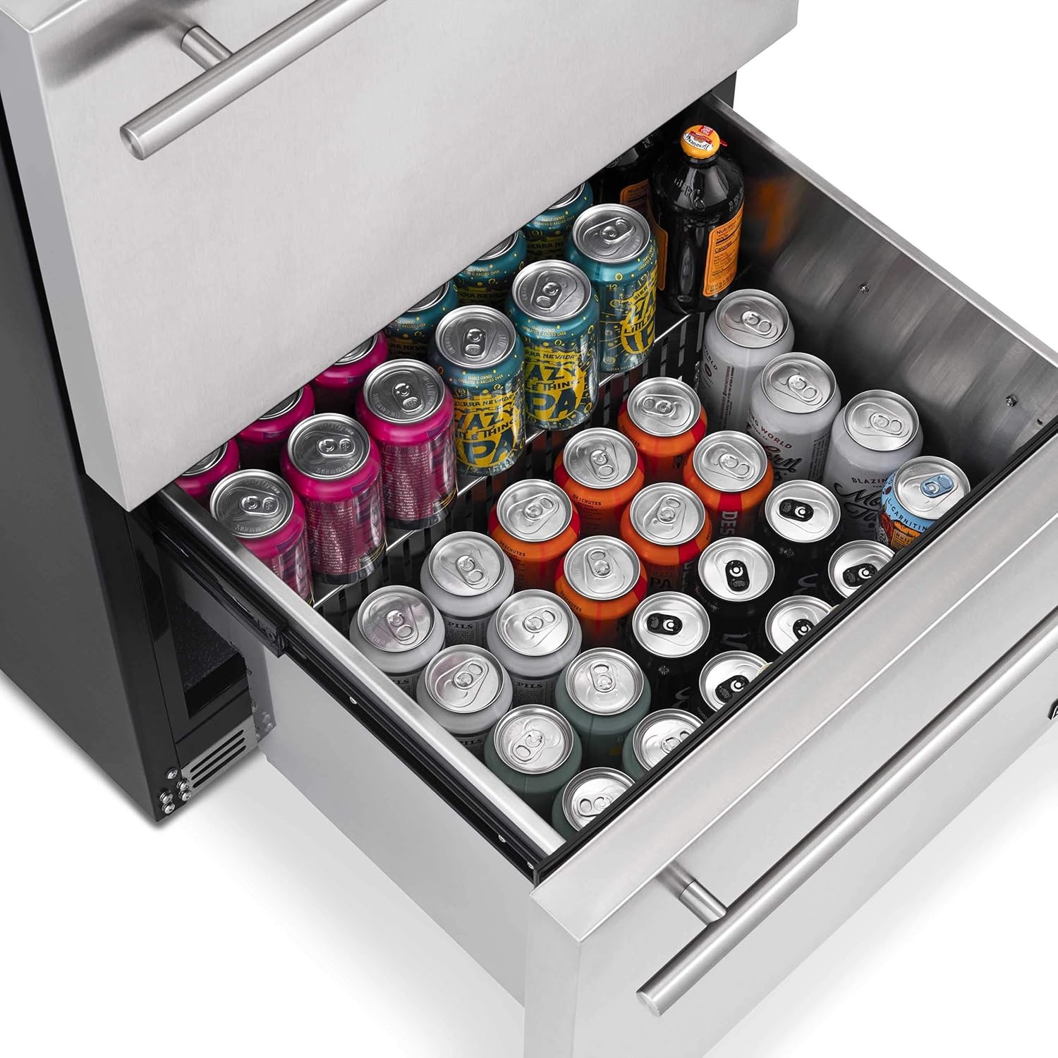 image:imageNewAir 24 Dual Zone Outdoor Wine amp Beverage Fridge Freestanding or BuiltIn Under counter Refrigerator for Outside Patio Dual Drawer for 20 Wine Bottles amp 80 Cans Stainless Steel