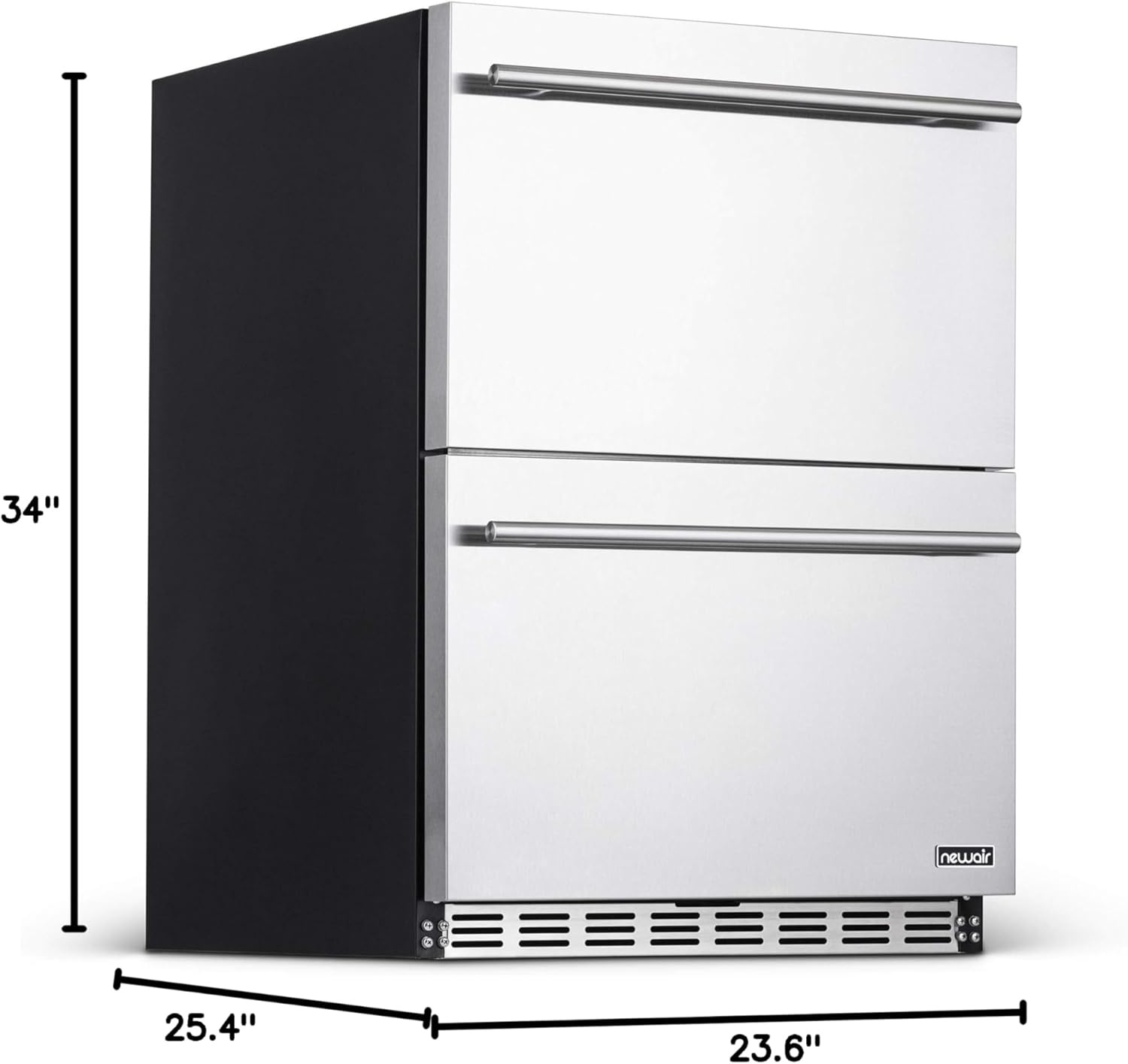 image:imageNewAir 24 Dual Zone Outdoor Wine amp Beverage Fridge Freestanding or BuiltIn Under counter Refrigerator for Outside Patio Dual Drawer for 20 Wine Bottles amp 80 Cans Stainless Steel