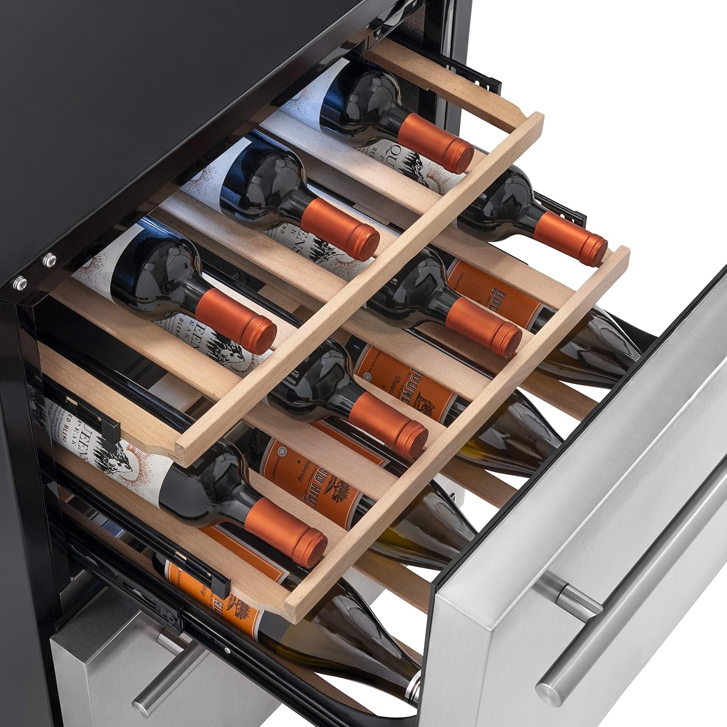 image:imageNewAir 24 Dual Zone Outdoor Wine amp Beverage Fridge Freestanding or BuiltIn Under counter Refrigerator for Outside Patio Dual Drawer for 20 Wine Bottles amp 80 Cans Stainless Steel