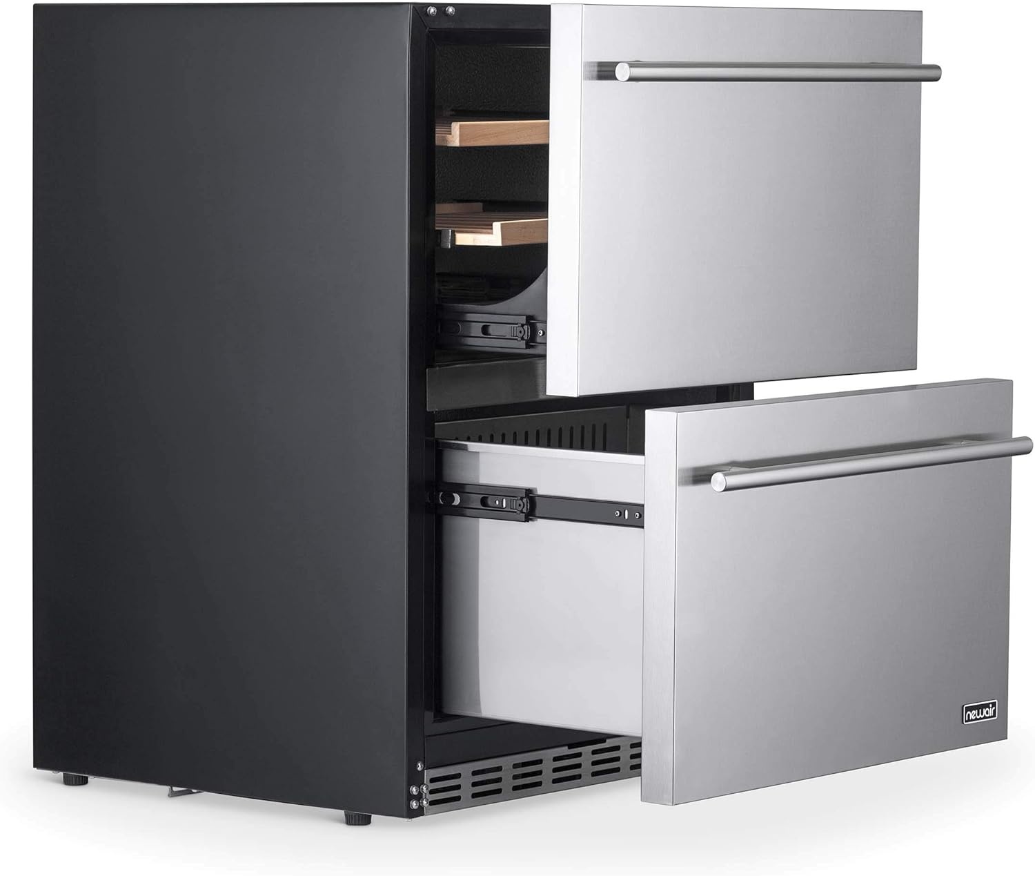 image:imageNewAir 24 Dual Zone Outdoor Wine amp Beverage Fridge Freestanding or BuiltIn Under counter Refrigerator for Outside Patio Dual Drawer for 20 Wine Bottles amp 80 Cans Stainless Steel