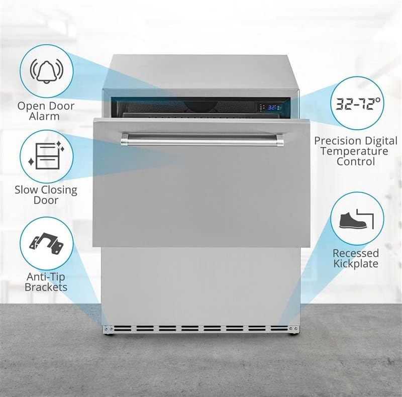image:imageNewAir 24 Outdoor Beverage Refrigerator Dual Drawer Weatherproof Stainless Steel Fridge BuiltIn or Freestanding Outdoor Patio Fridge For Beer Wine Food NCR040SS00