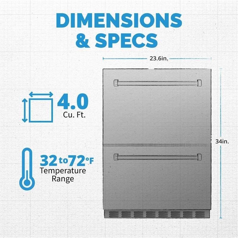 image:imageNewAir 24 Outdoor Beverage Refrigerator Dual Drawer Weatherproof Stainless Steel Fridge BuiltIn or Freestanding Outdoor Patio Fridge For Beer Wine Food NCR040SS00
