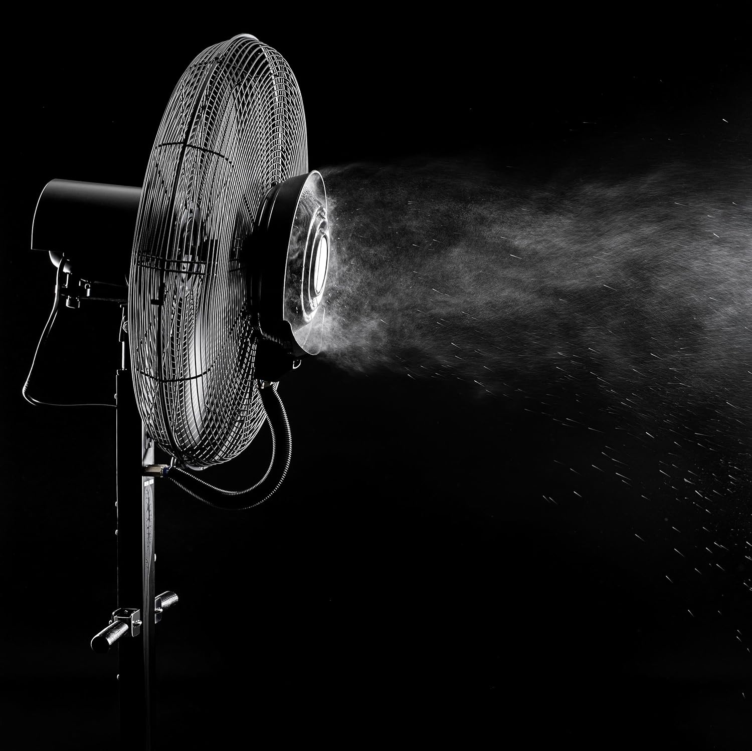 image:imageNewAir 24 Pedestal Misting Fan 7500 CFM Adjustable Mist Levels Water Tank 3 Fan Speeds Black Mister Fan Perfect for the Patio Back Yard or Outdoor Dining Space