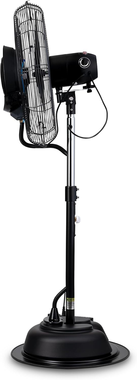 image:imageNewAir 24 Pedestal Misting Fan 7500 CFM Adjustable Mist Levels Water Tank 3 Fan Speeds Black Mister Fan Perfect for the Patio Back Yard or Outdoor Dining Space