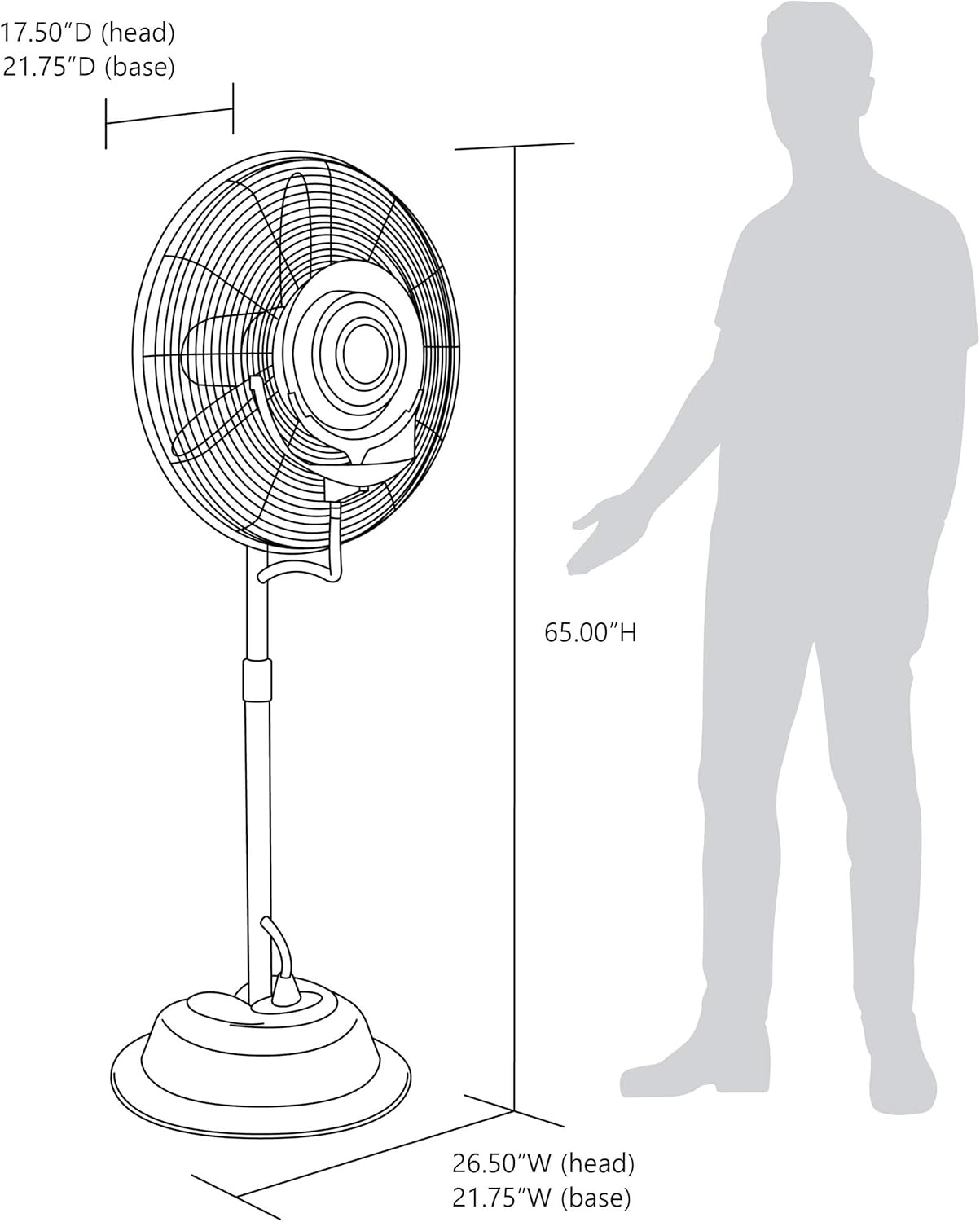 image:imageNewAir 24 Pedestal Misting Fan 7500 CFM Adjustable Mist Levels Water Tank 3 Fan Speeds Black Mister Fan Perfect for the Patio Back Yard or Outdoor Dining Space