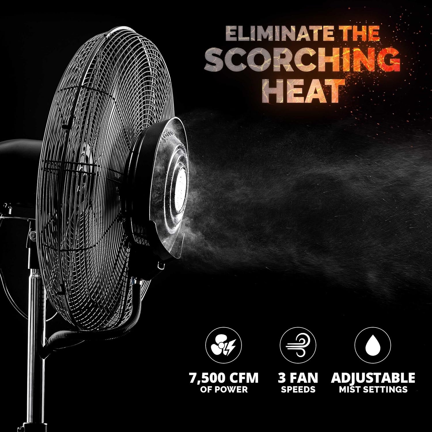 image:imageNewAir 24 Pedestal Misting Fan 7500 CFM Adjustable Mist Levels Water Tank 3 Fan Speeds Black Mister Fan Perfect for the Patio Back Yard or Outdoor Dining Space