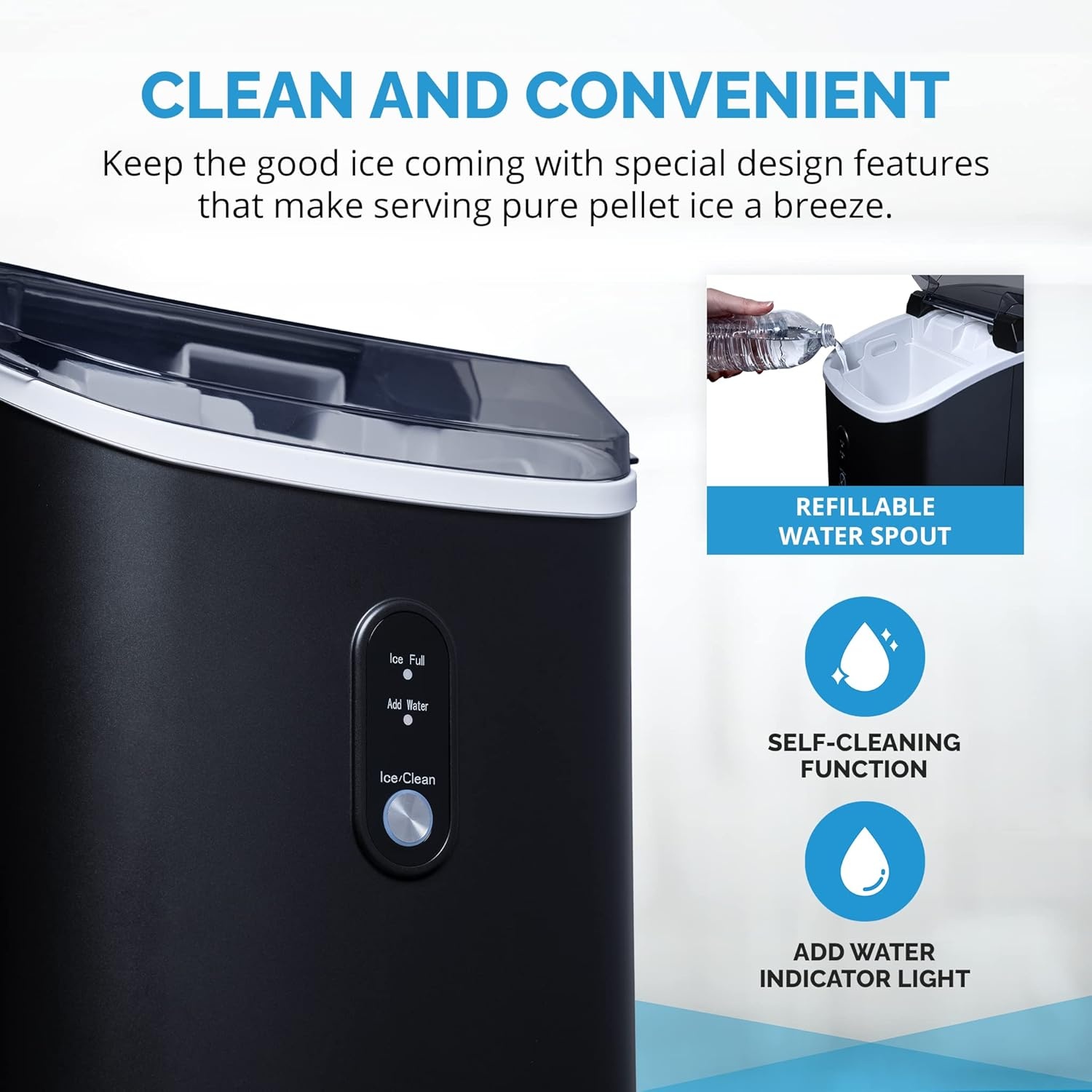 image:imageNewAir Nugget Ice Maker Countertop Portable Ice Machine 26 lbsDay Soft Chewable Nugget Ice in 10 Min Matte Black Compact Design