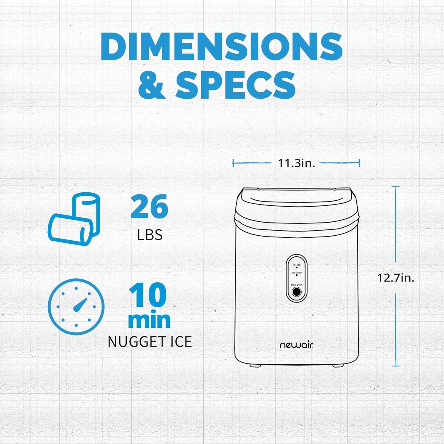 image:imageNewAir Nugget Ice Maker Countertop Portable Ice Machine 26 lbsDay Soft Chewable Nugget Ice in 10 Min Matte Black Compact Design