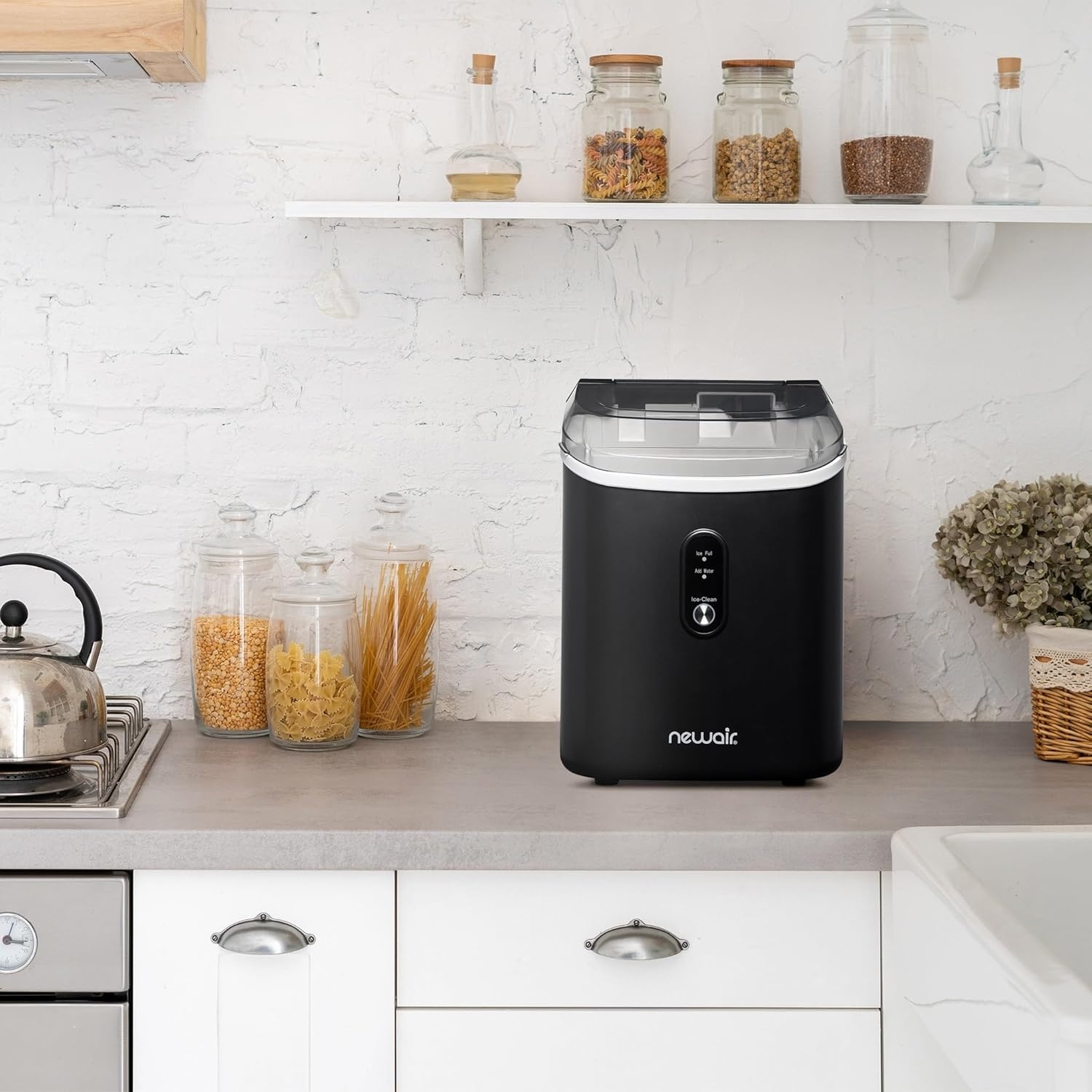 image:imageNewAir Nugget Ice Maker Countertop Portable Ice Machine 26 lbsDay Soft Chewable Nugget Ice in 10 Min Matte Black Compact Design