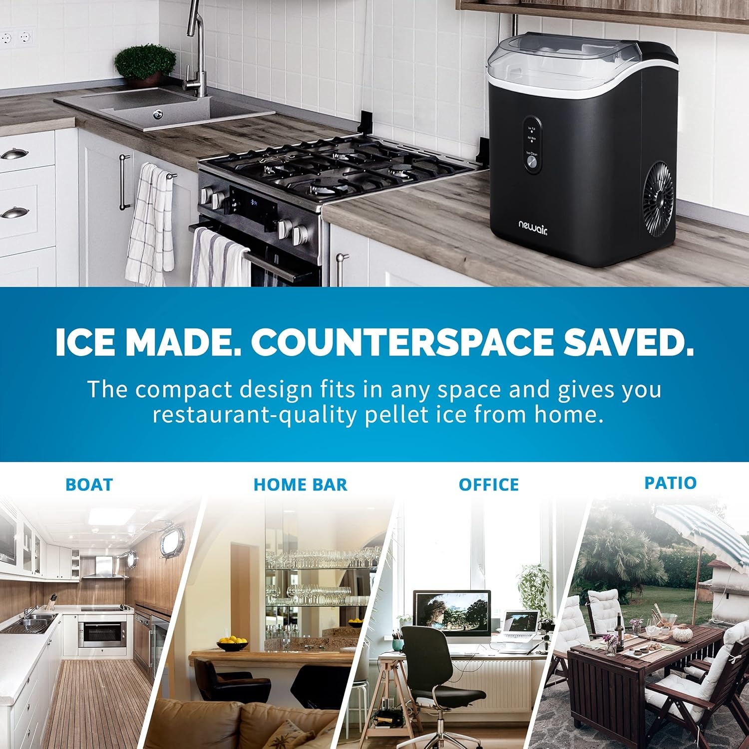 image:imageNewAir Nugget Ice Maker Countertop Portable Ice Machine 26 lbsDay Soft Chewable Nugget Ice in 10 Min Matte Black Compact Design