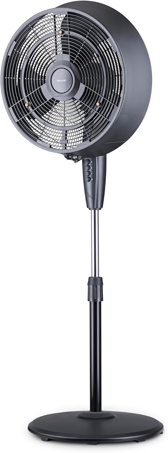 image:imageNewAir Outdoor Misting Pedestal Fan 1600 CFM Oscillating Patio Fan with Garden Hose Connection 3 Speeds and WideAngle Cooling for Decks amp Outdoor Spaces of up to 500 sq ft