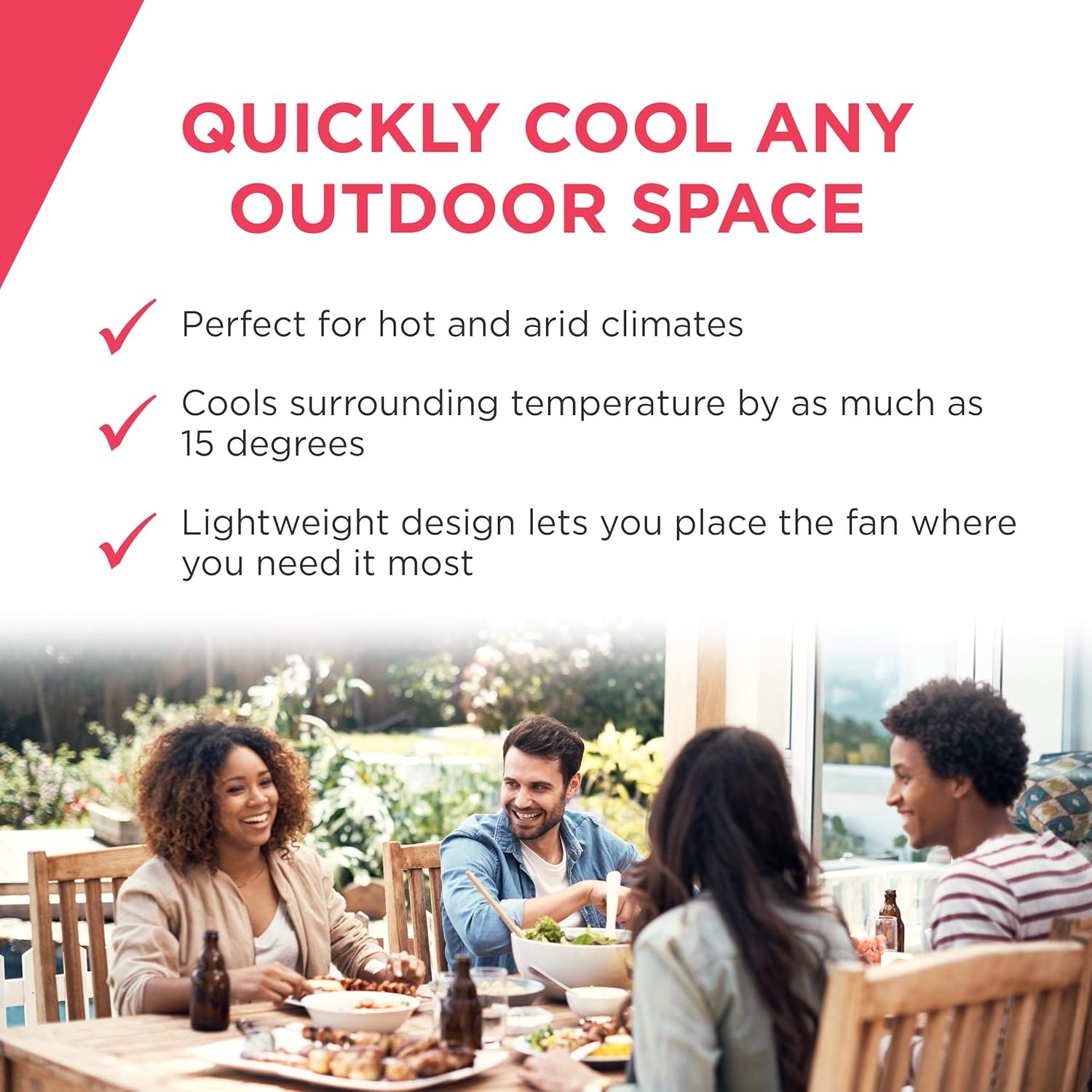 image:imageNewAir Outdoor Misting Pedestal Fan 1600 CFM Oscillating Patio Fan with Garden Hose Connection 3 Speeds and WideAngle Cooling for Decks amp Outdoor Spaces of up to 500 sq ft
