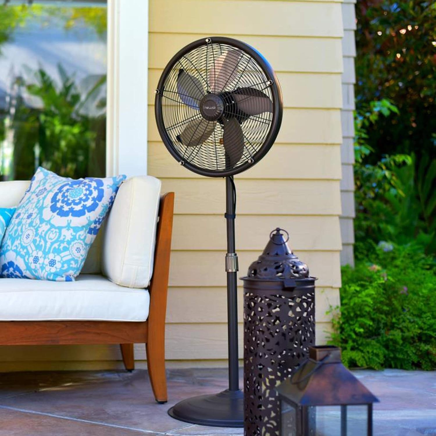 image:imageNewAir Outdoor Misting Pedestal Fan 2800 CFM Oscillating Patio Fan with Garden Hose Connection 3 Speeds and WideAngle Cooling for Decks amp Outdoor Spaces of up to 600 sq ft