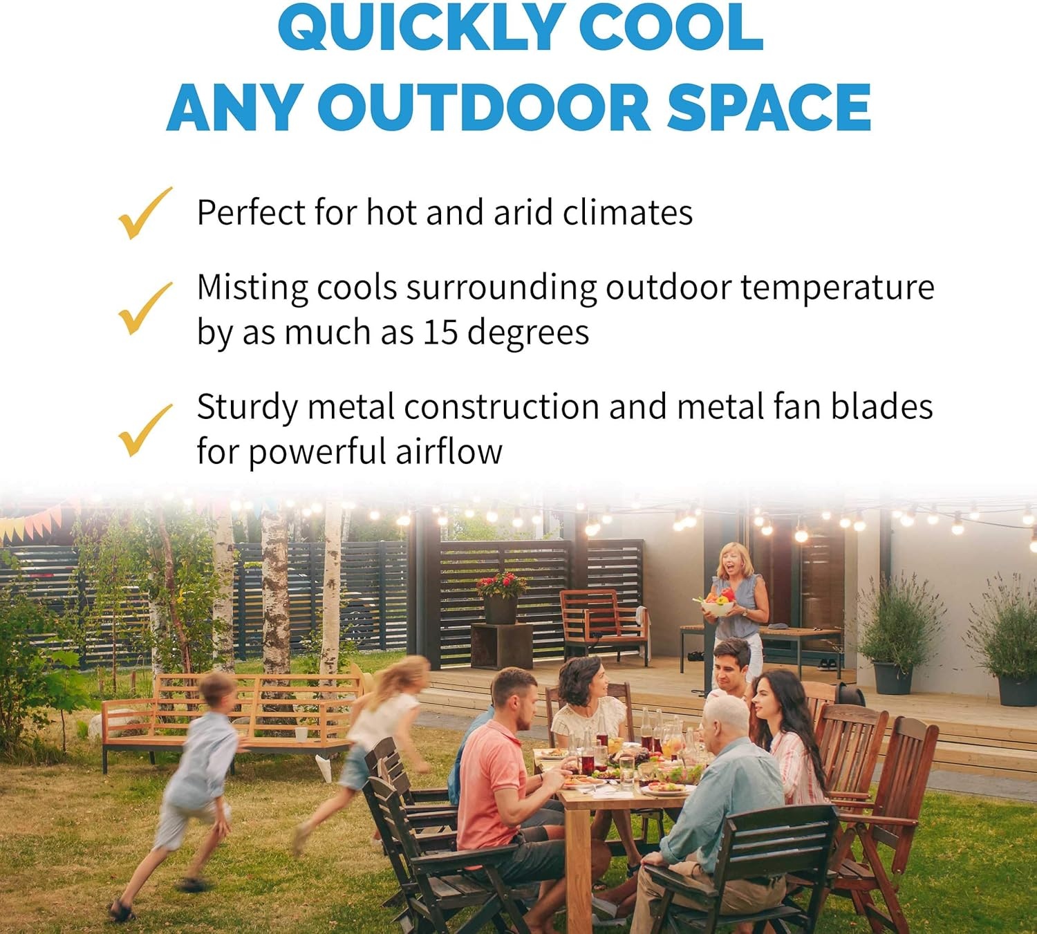 image:imageNewAir Outdoor Misting Pedestal Fan 2800 CFM Oscillating Patio Fan with Garden Hose Connection 3 Speeds and WideAngle Cooling for Decks amp Outdoor Spaces of up to 600 sq ft