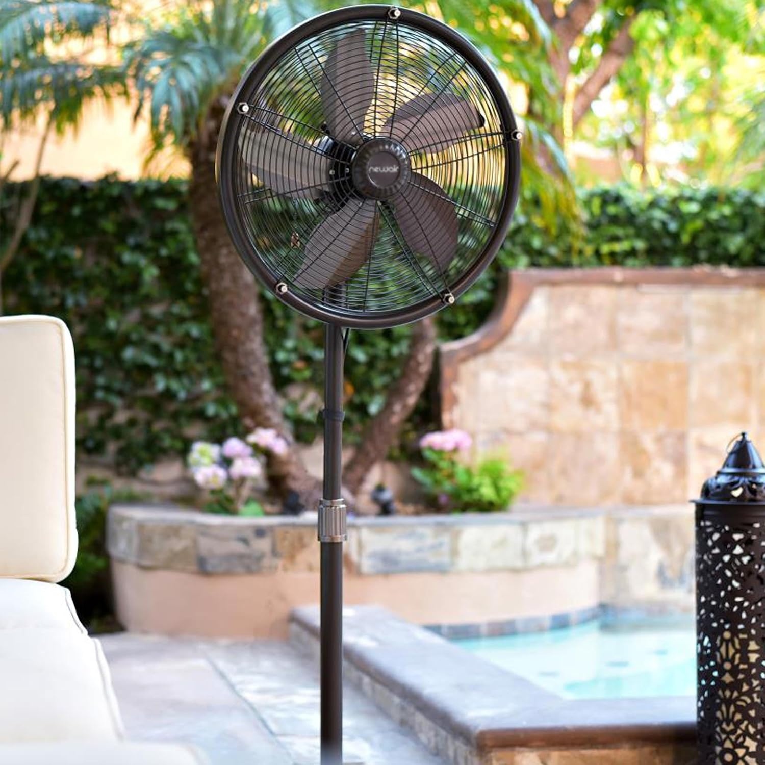 image:imageNewAir Outdoor Misting Pedestal Fan 2800 CFM Oscillating Patio Fan with Garden Hose Connection 3 Speeds and WideAngle Cooling for Decks amp Outdoor Spaces of up to 600 sq ft