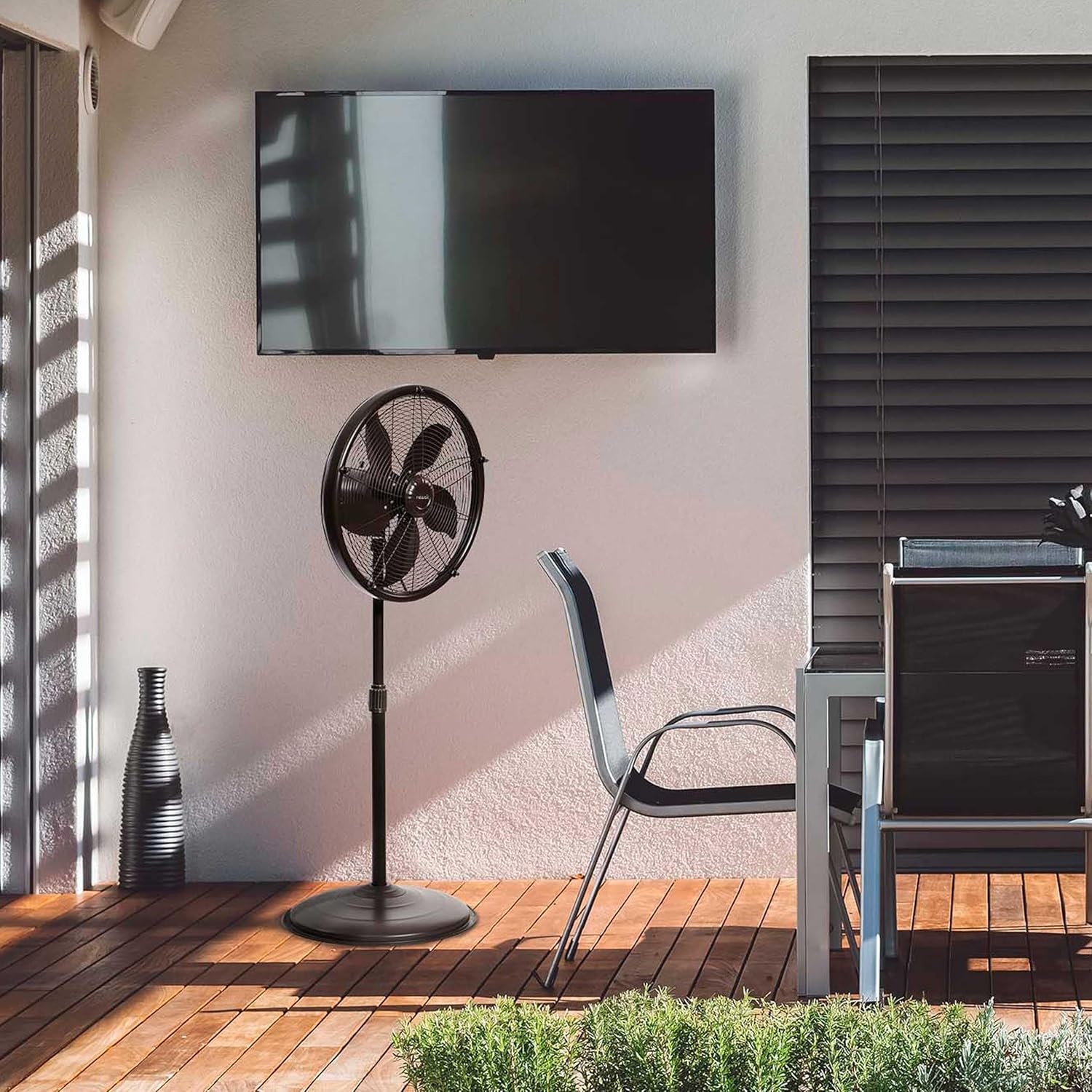 image:imageNewAir Outdoor Misting Pedestal Fan 2800 CFM Oscillating Patio Fan with Garden Hose Connection 3 Speeds and WideAngle Cooling for Decks amp Outdoor Spaces of up to 600 sq ft