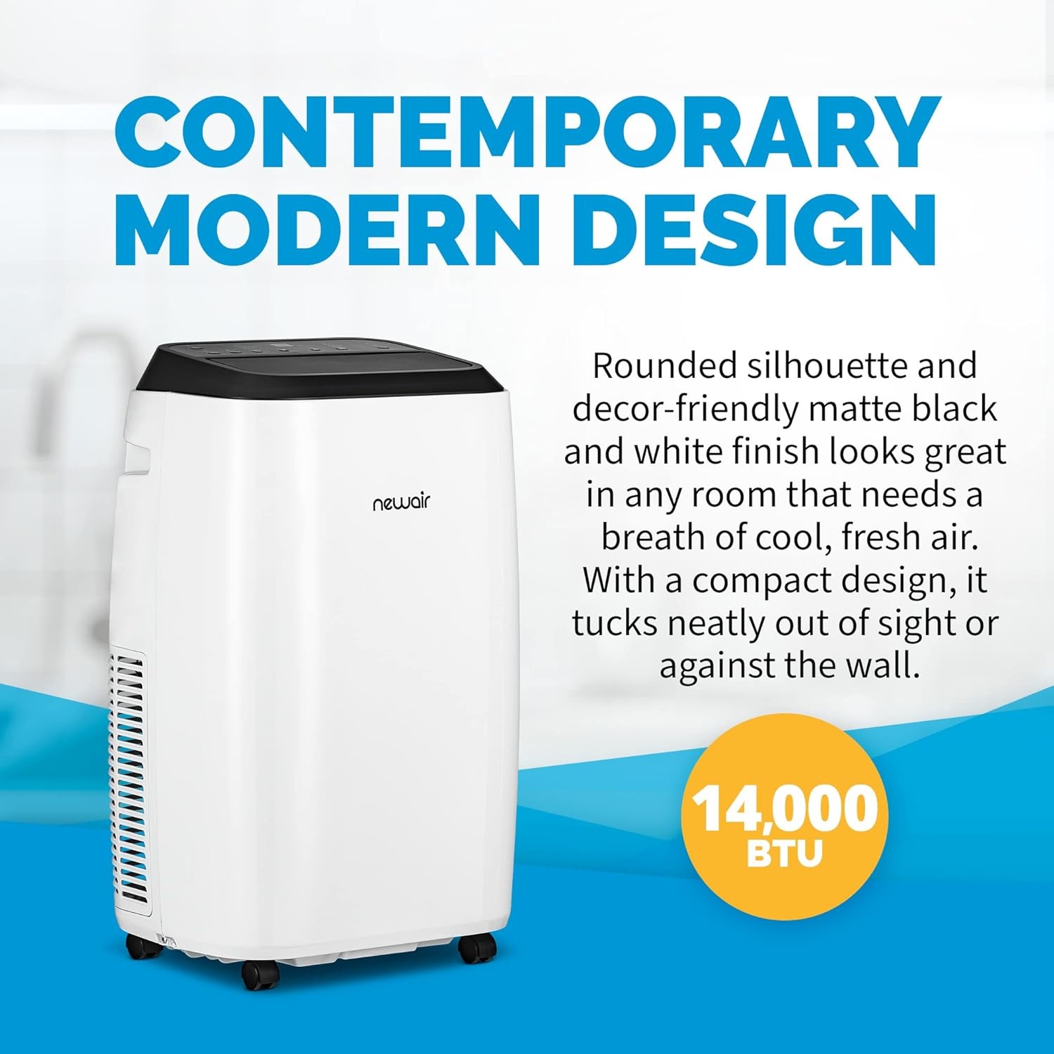 image:imageNewair 12000 BTU Portable Air Conditioner Modern AC Design with Easy Setup Window Venting Kit SelfEvaporative System Quiet Operation Dehumidifying Mode with Remote and Timer14 000 BTU