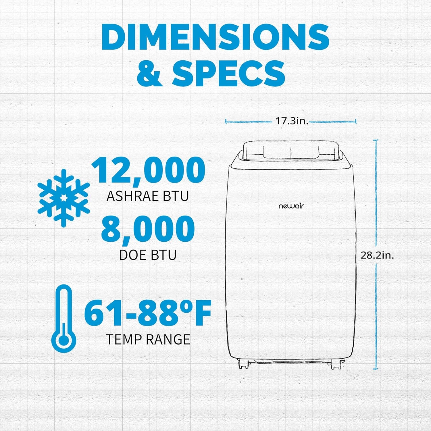 image:imageNewair 12000 BTU Portable Air Conditioner Modern AC Design with Easy Setup Window Venting Kit SelfEvaporative System Quiet Operation Dehumidifying Mode with Remote and Timer12 000 BTU
