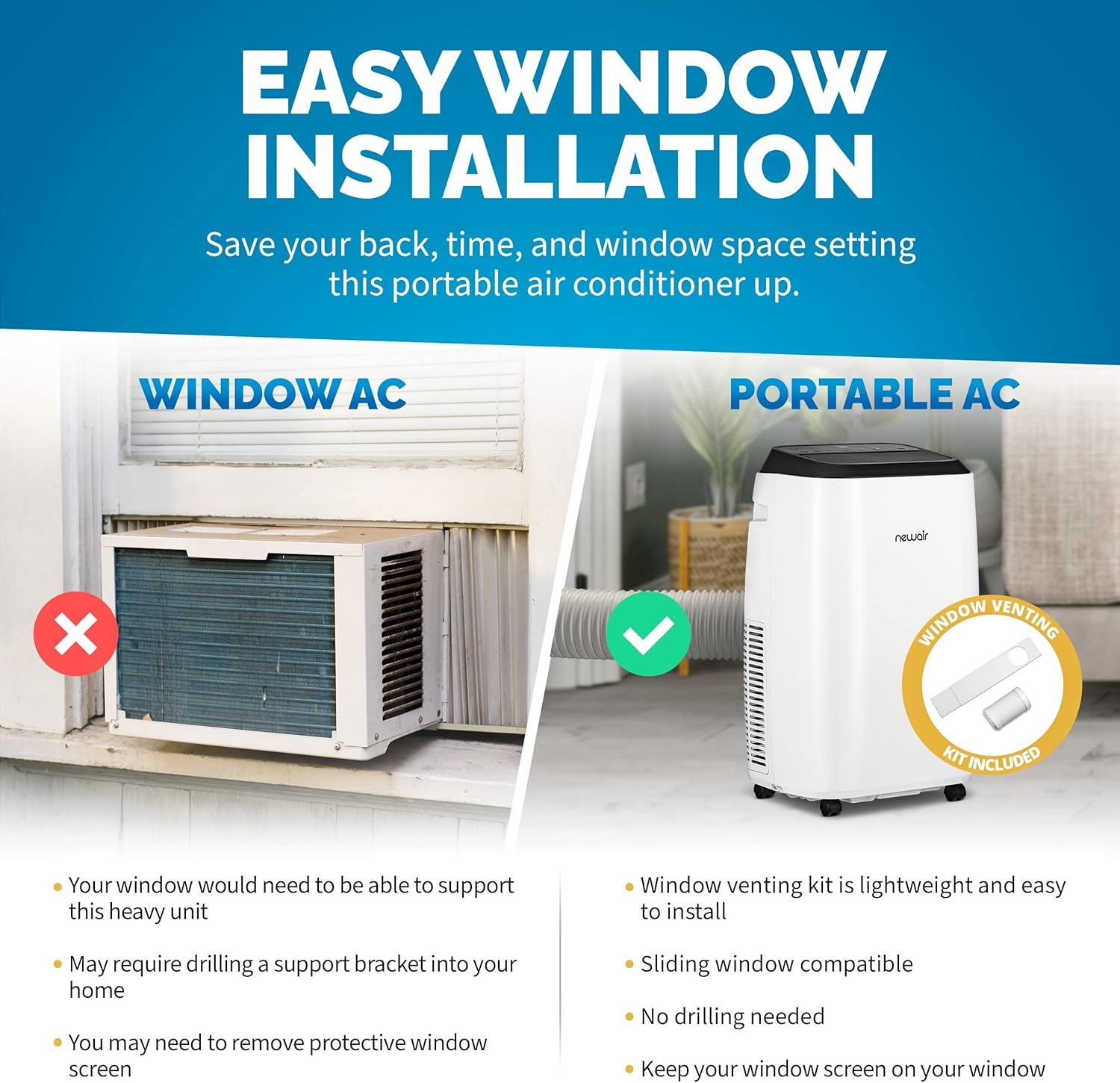 image:imageNewair 12000 BTU Portable Air Conditioner Modern AC Design with Easy Setup Window Venting Kit SelfEvaporative System Quiet Operation Dehumidifying Mode with Remote and Timer14 000 BTU