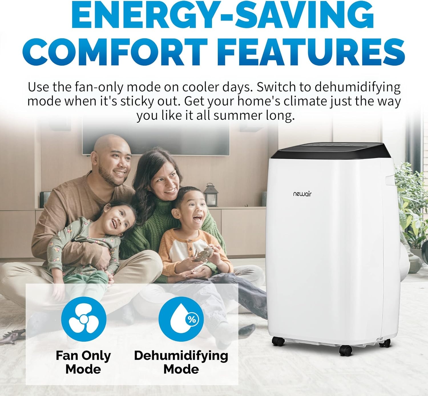 image:imageNewair 12000 BTU Portable Air Conditioner Modern AC Design with Easy Setup Window Venting Kit SelfEvaporative System Quiet Operation Dehumidifying Mode with Remote and Timer14 000 BTU
