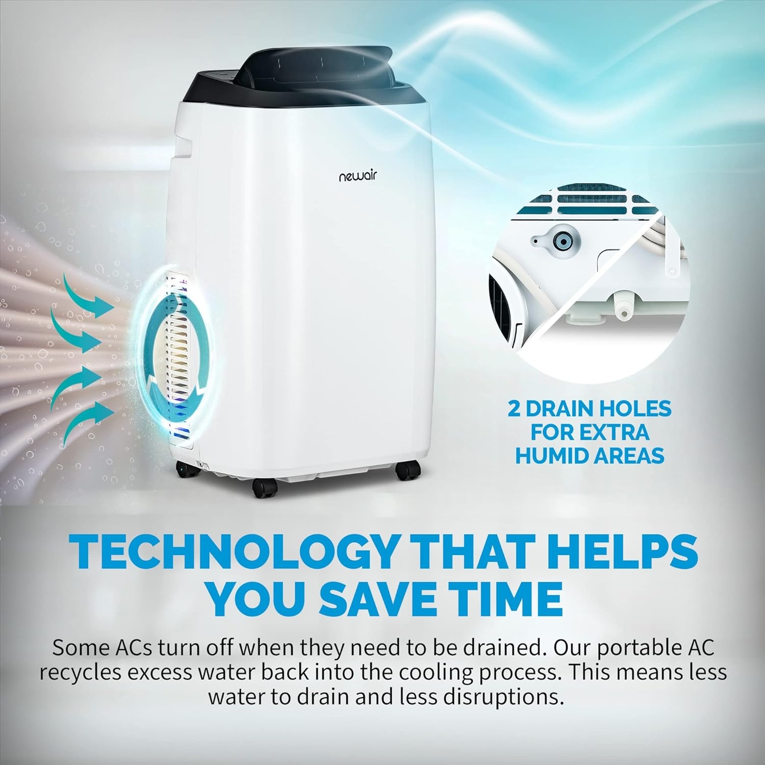 image:imageNewair 12000 BTU Portable Air Conditioner Modern AC Design with Easy Setup Window Venting Kit SelfEvaporative System Quiet Operation Dehumidifying Mode with Remote and Timer14 000 BTU