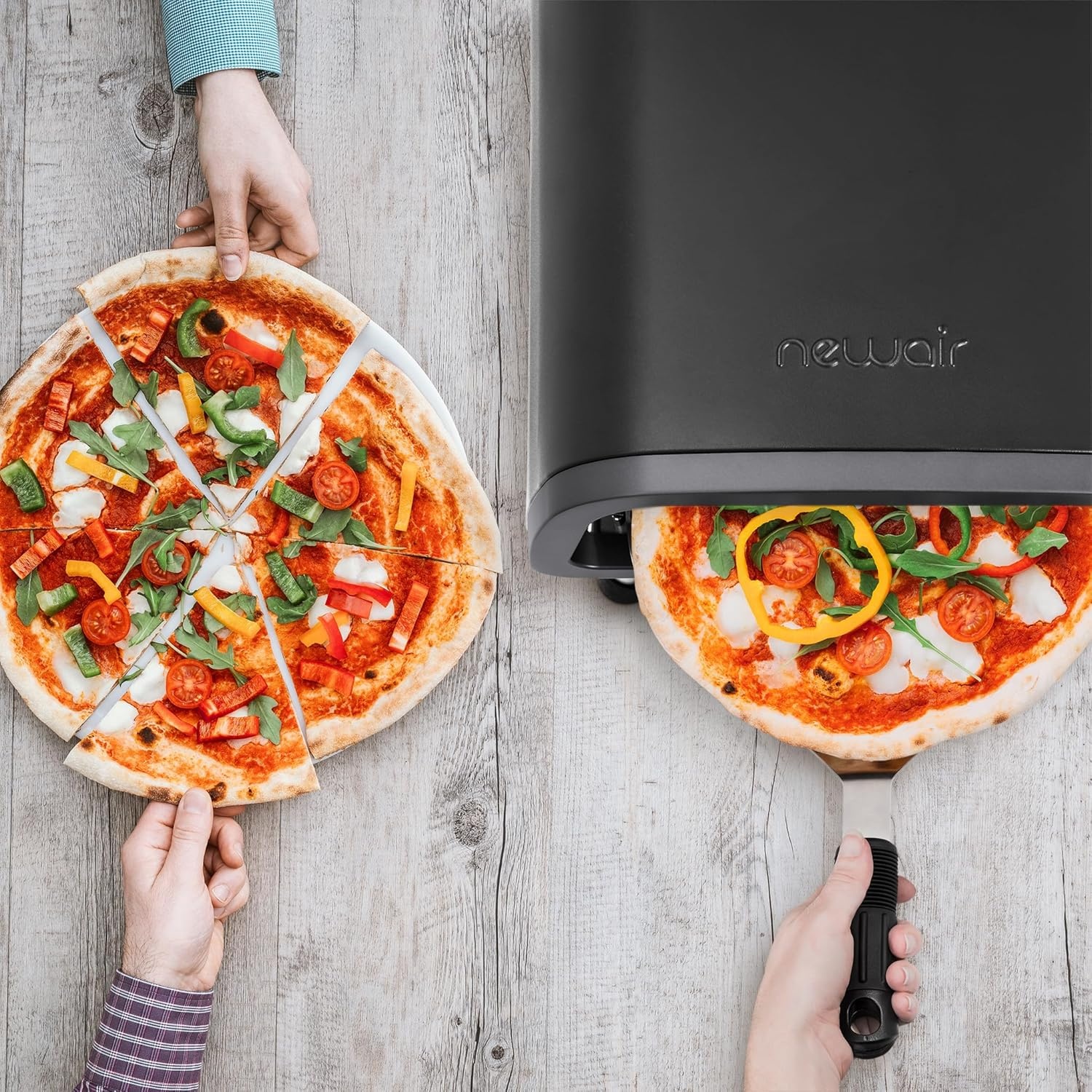image:imageNewair 12 Portable Electric Pizza Oven 900F Countertop Pizza Maker for Indoor amp Outdoor Use Dual Heating Elements Foldable Legs amp Pizza Stone