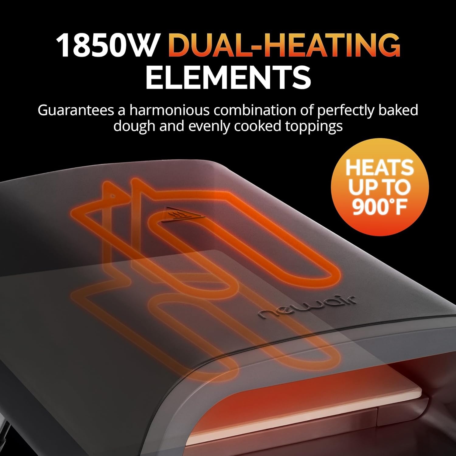 image:imageNewair 12 Portable Electric Pizza Oven 900F Countertop Pizza Maker for Indoor amp Outdoor Use Dual Heating Elements Foldable Legs amp Pizza Stone