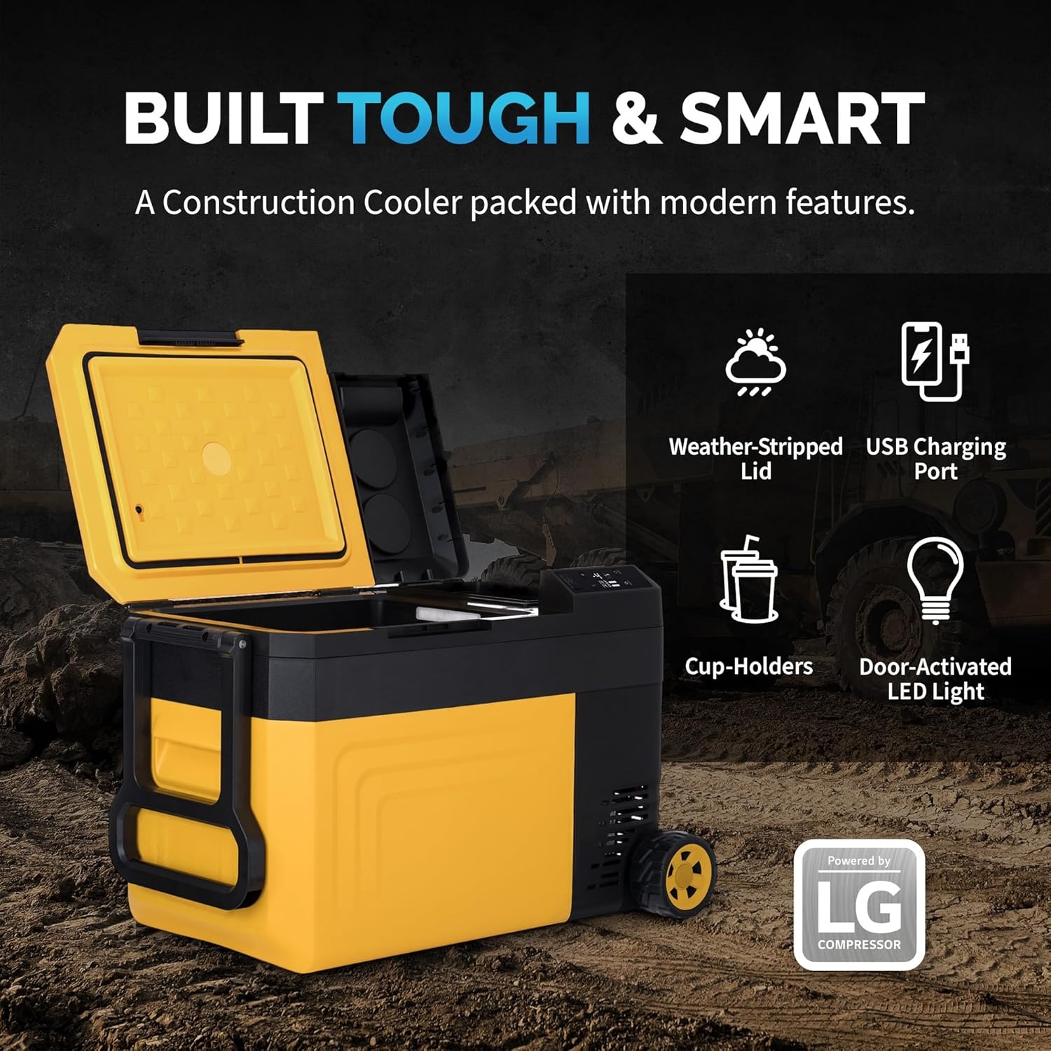image:imageNewair 25 Qt Portable Electric Cooler 12v Car Mini Fridge Hard Lunch Box for Jobsite Workshop Camping Battery Powered Outdoor Cooler by 1820V Dewalt Bosch Makita Milwaukee Tool Batteries