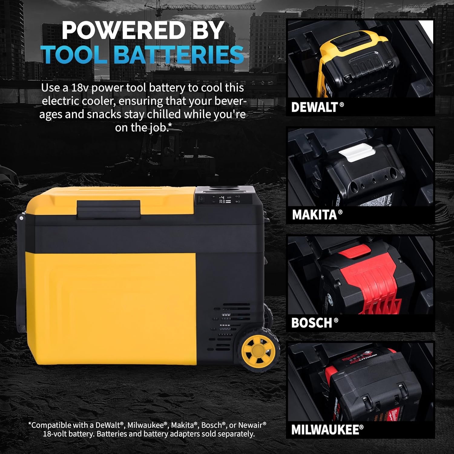 image:imageNewair 25 Qt Portable Electric Cooler 12v Car Mini Fridge Hard Lunch Box for Jobsite Workshop Camping Battery Powered Outdoor Cooler by 1820V Dewalt Bosch Makita Milwaukee Tool Batteries