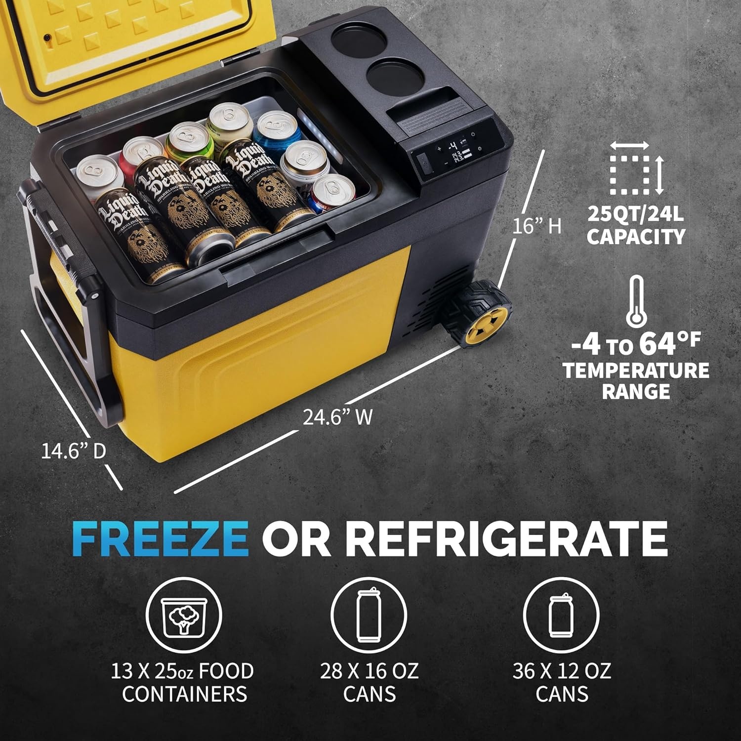 image:imageNewair 25 Qt Portable Electric Cooler 12v Car Mini Fridge Hard Lunch Box for Jobsite Workshop Camping Battery Powered Outdoor Cooler by 1820V Dewalt Bosch Makita Milwaukee Tool Batteries